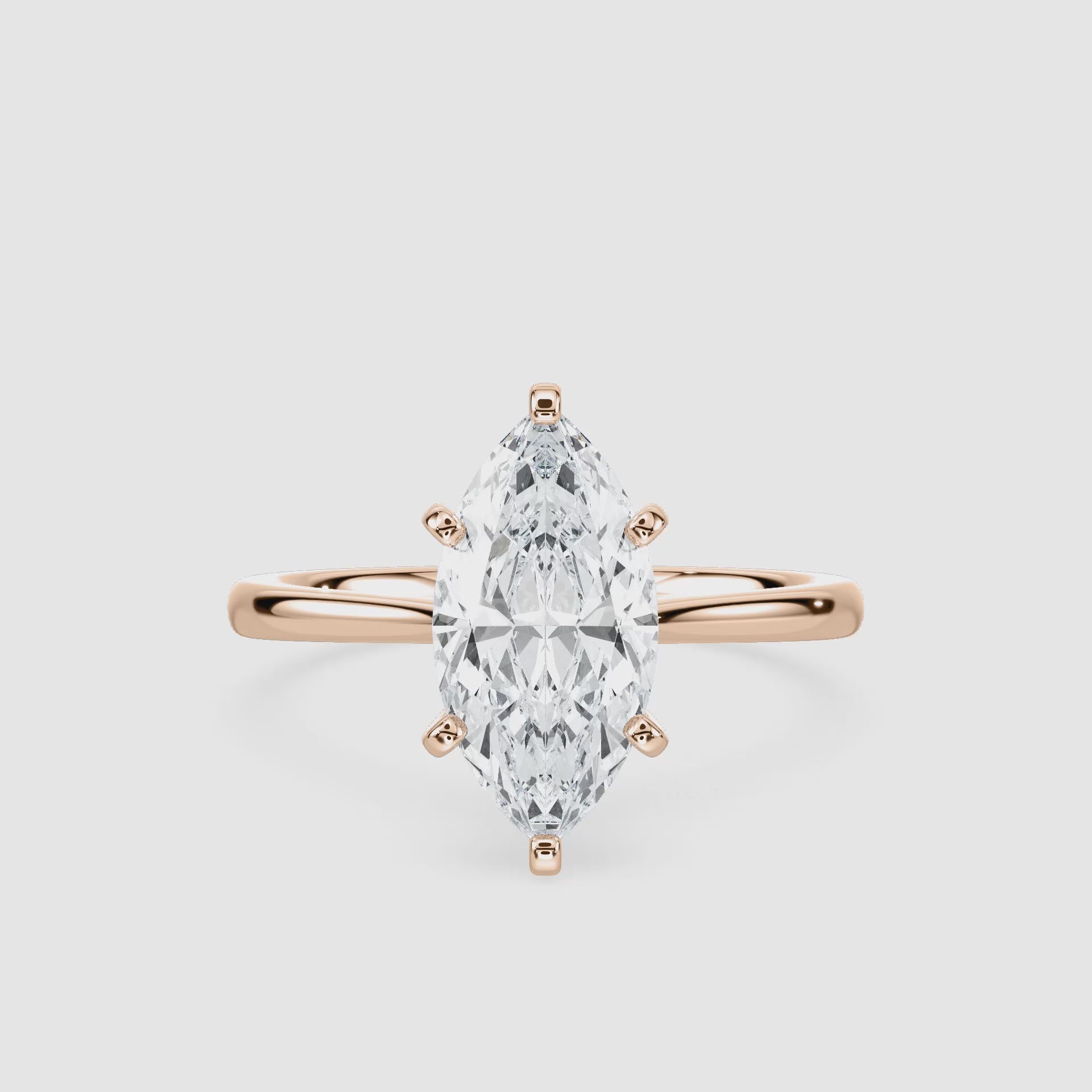 Video laden: Marie Kathedrale-Solitaire Verlobungsring – Marquiseschliff – Roségold – Video