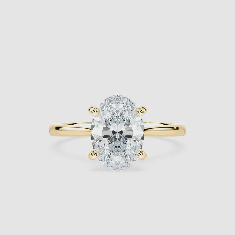 Marie Kathedrale-Solitaire Verlobungsring – Ovalschliff – Gelbgold – Video