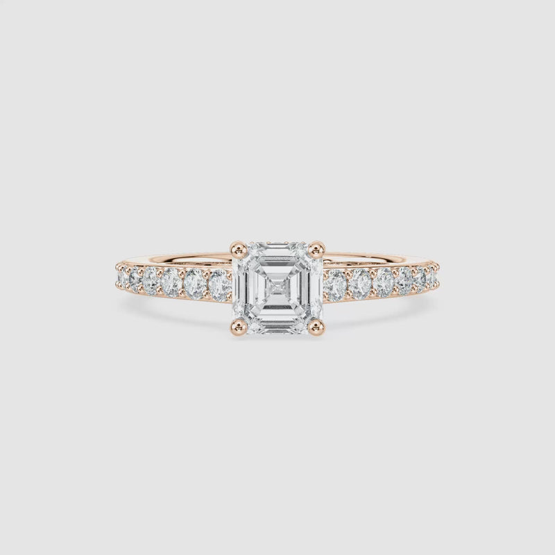 Angel Hidden Halo Verlobungsring – Asscherschliff – Roségold – Video