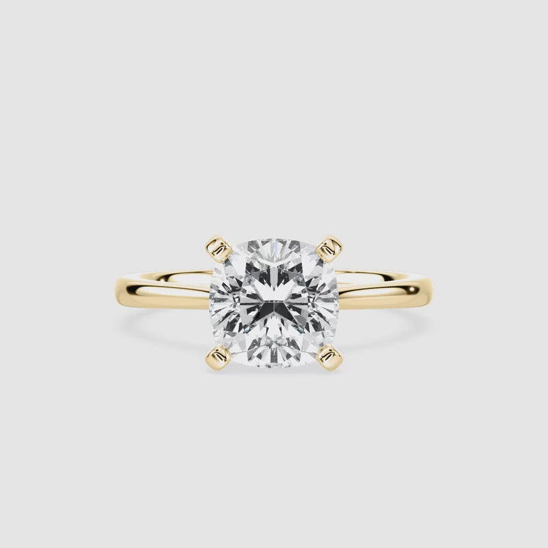 Marie Kathedrale-Solitaire Verlobungsring – Kissenschliff – Gelbgold – Video