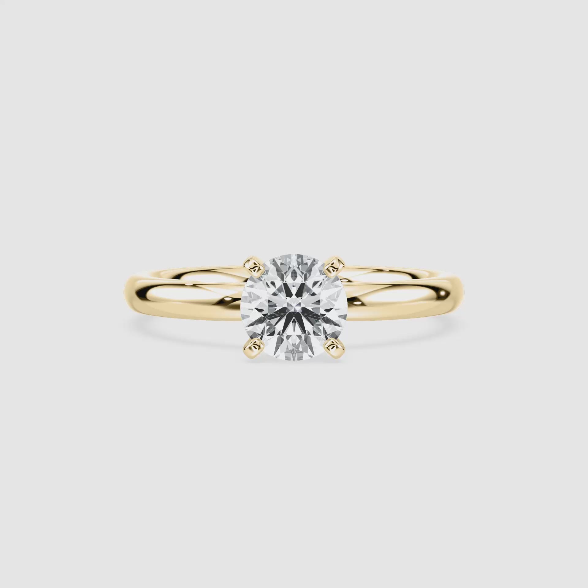 Video laden: Lauren Solitaire Verlobungsring – Rundschliff – Gelbgold – Video