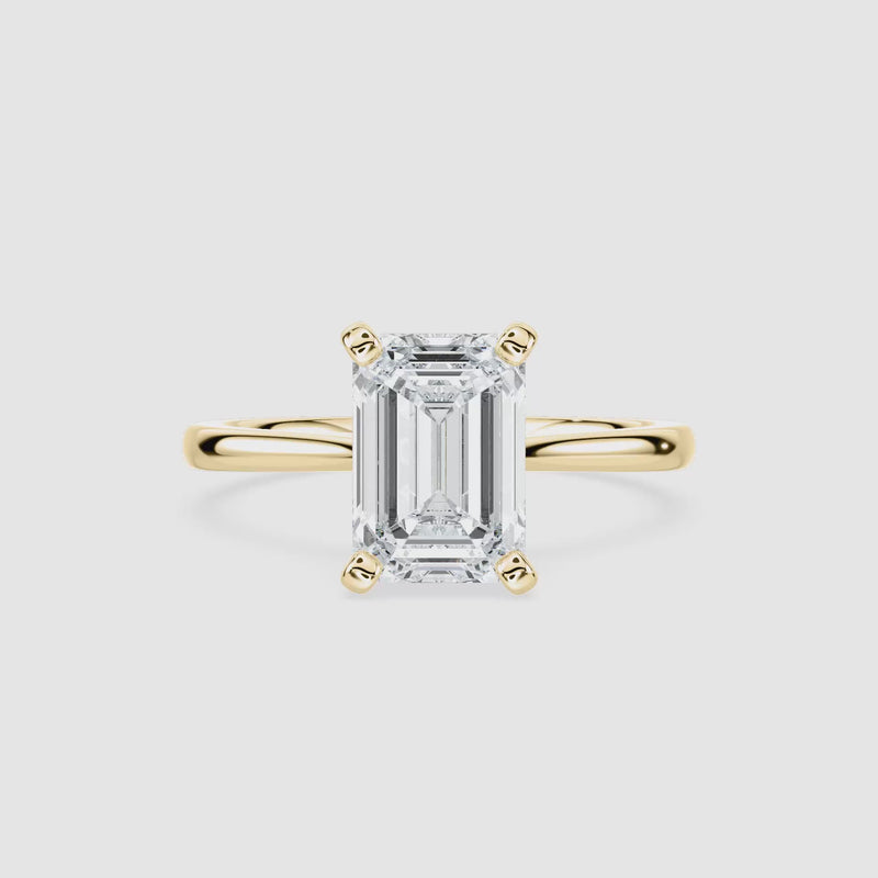Marie Kathedrale-Solitaire Verlobungsring – Smaragdschliff – Gelbgold – Video