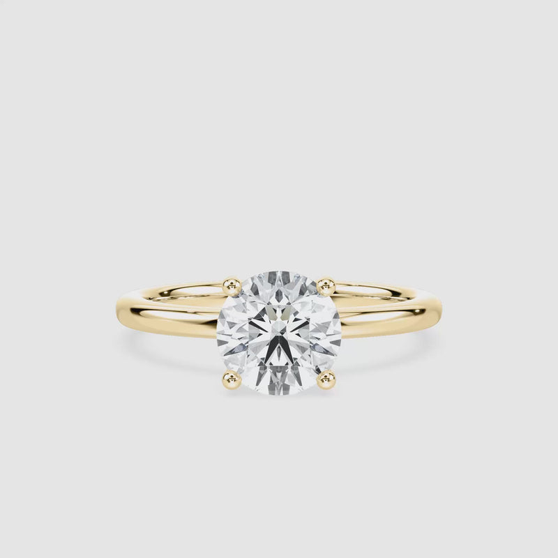 Rosey Blüten-Solitaire Verlobungsring – Rundschliff – Gelbgold – Video