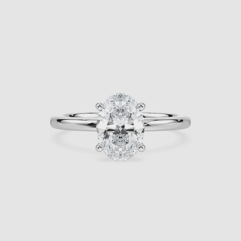 Rosey Blüten-Solitaire Verlobungsring – Ovalschliff – Weißgold – Video