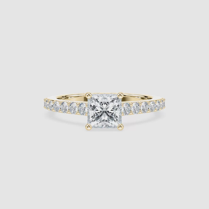 Angel Hidden Halo Verlobungsring – Prinzessschliff – Gelbgold – Video