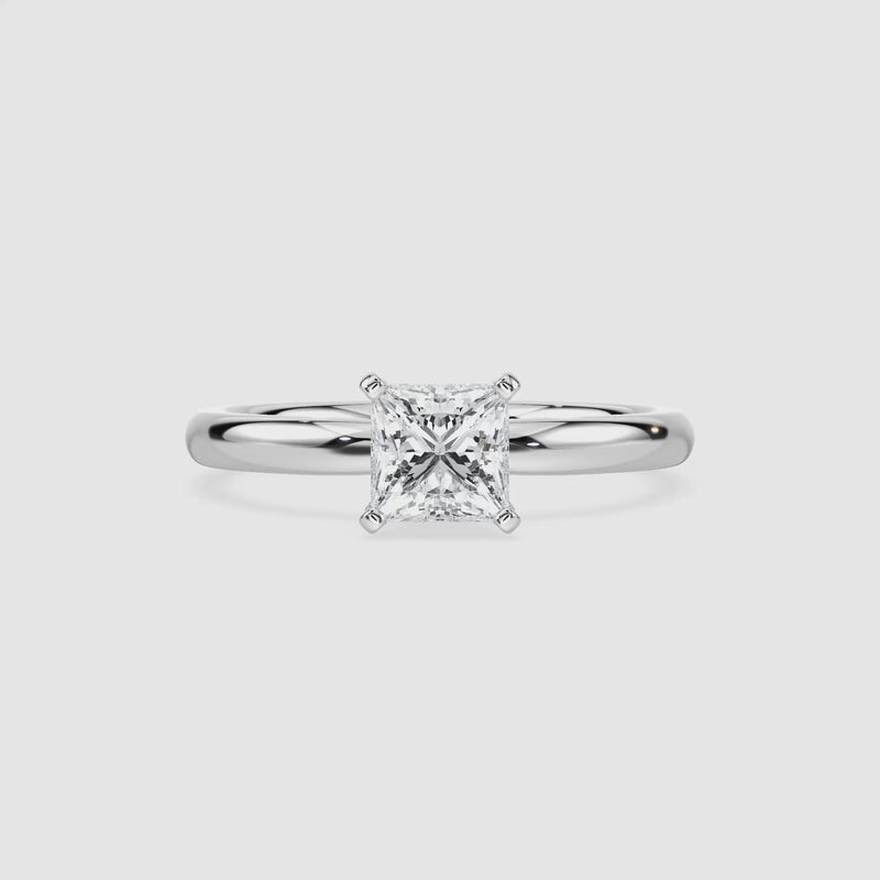 Lauren Solitaire Verlobungsring – Prinzessschliff – Weißgold – Video