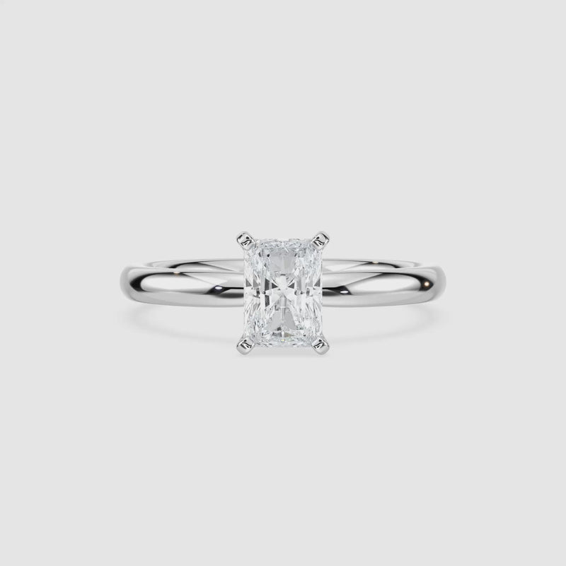 Lauren Solitaire Verlobungsring – Radiantschliff – Weißgold – Video