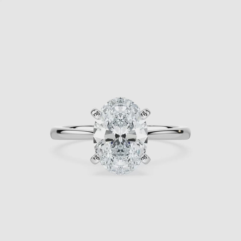 Marie Kathedrale-Solitaire Verlobungsring – Ovalschliff – Weißgold – Video
