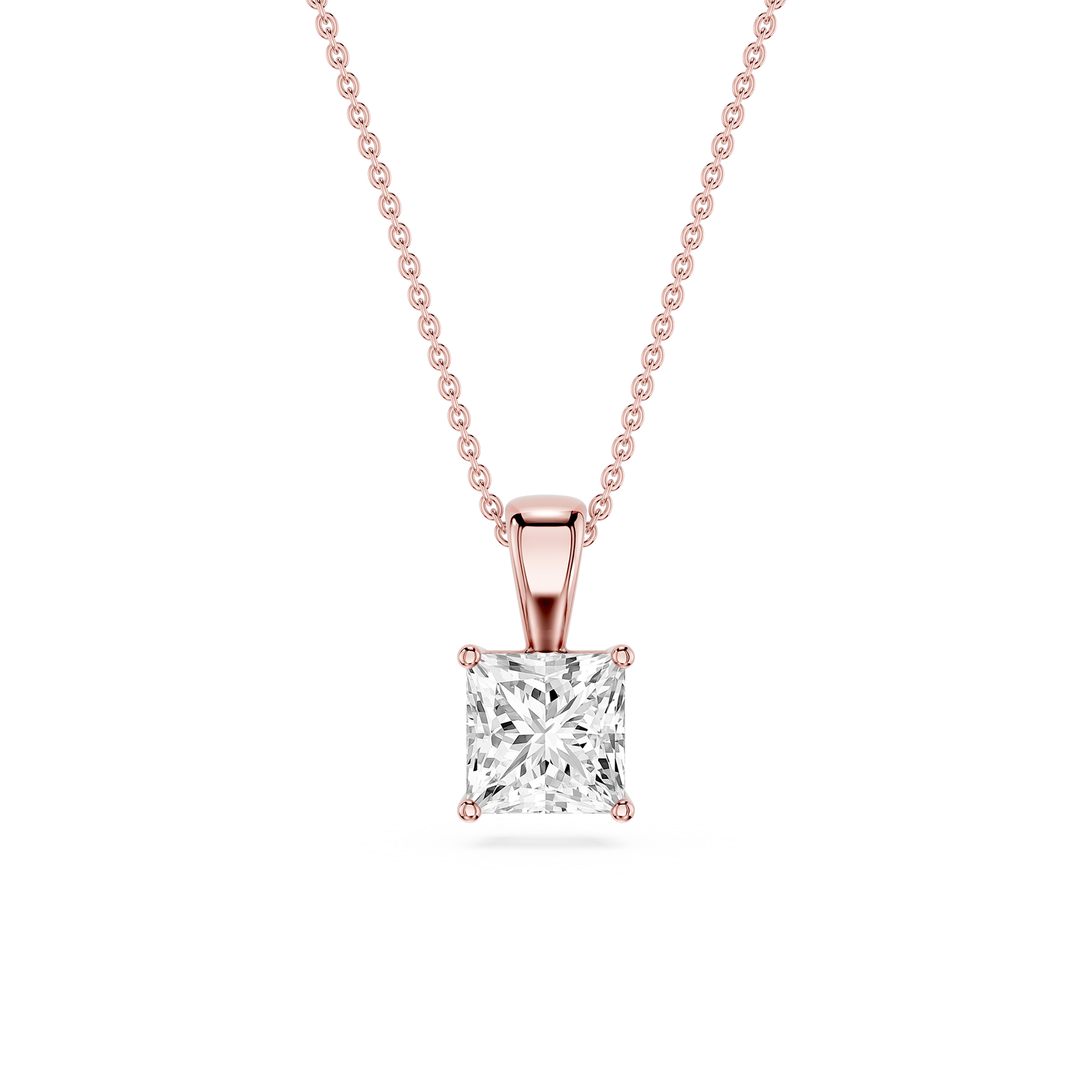 Lovea Solitär Anhänger – Prinzessschliff – Roségold