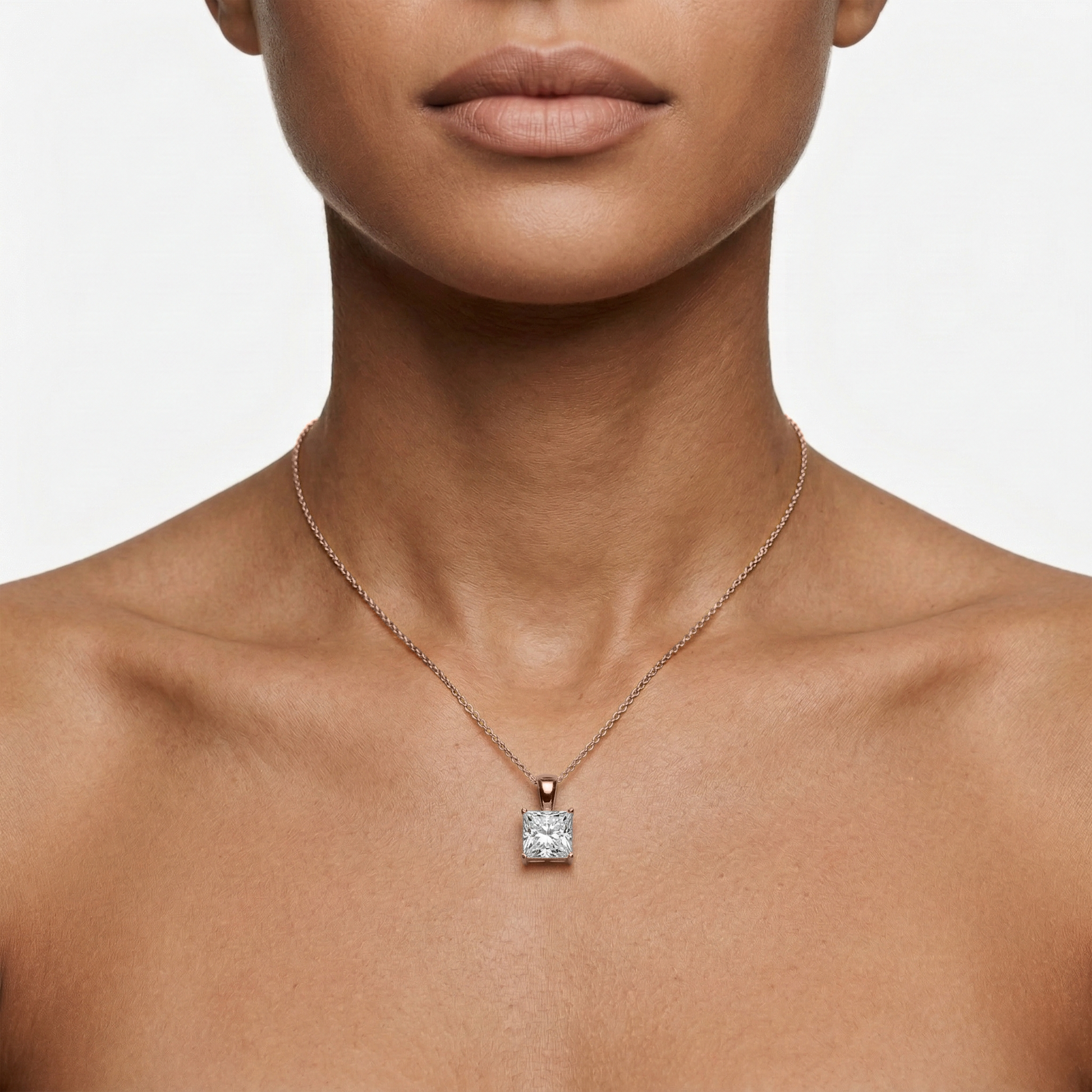 Lovea Solitär Anhänger – Prinzessschliff – Roségold