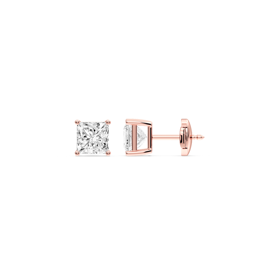 Lovea Classic Ohrstecker Sicherheitsverschluss – Prinzessschliff – Roségold
