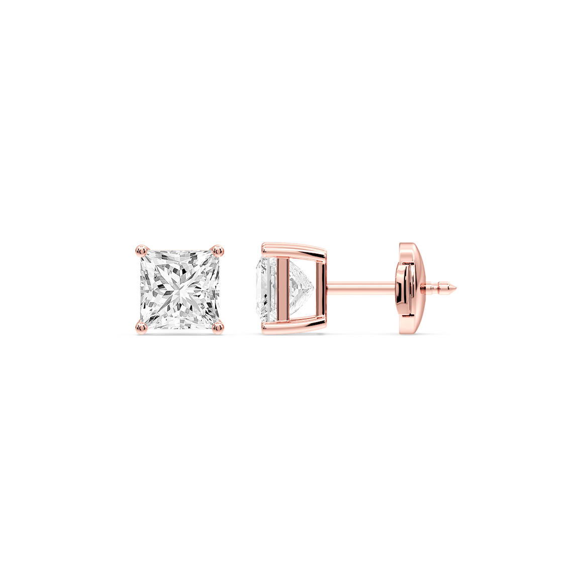 Lovea Classic Ohrstecker Sicherheitsverschluss – Prinzessschliff – Roségold
