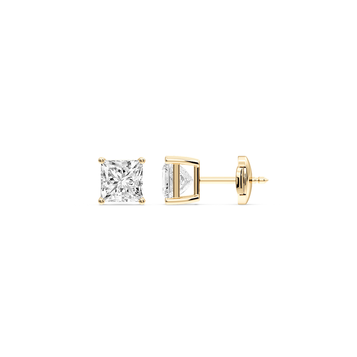 Lovea Classic Ohrstecker Sicherheitsverschluss – Prinzessschliff – Gelbgold