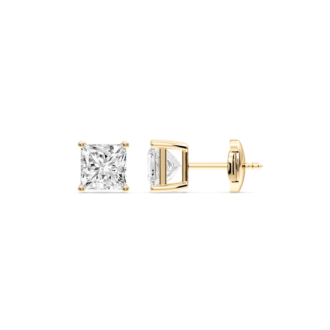 Lovea Classic Ohrstecker Sicherheitsverschluss – Prinzessschliff – Gelbgold