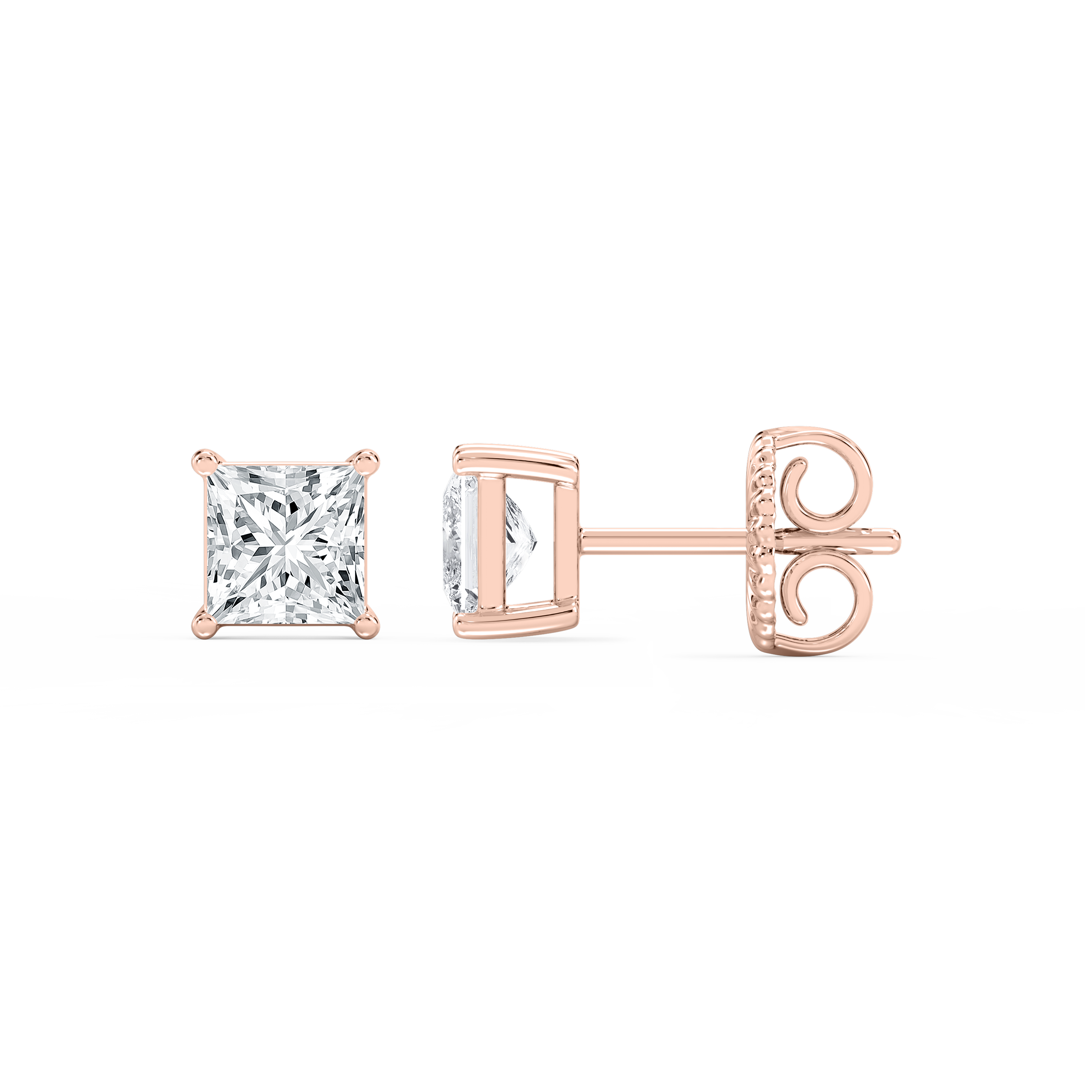 Lovea Classic Ohrstecker Steckverschluss – Prinzessschliff – Roségold