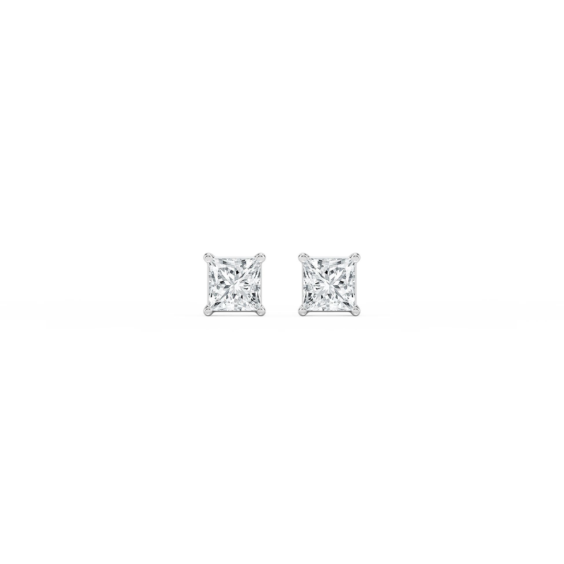 Lovea Classic Ohrstecker Steckverschluss – Prinzessschliff – Weißgold