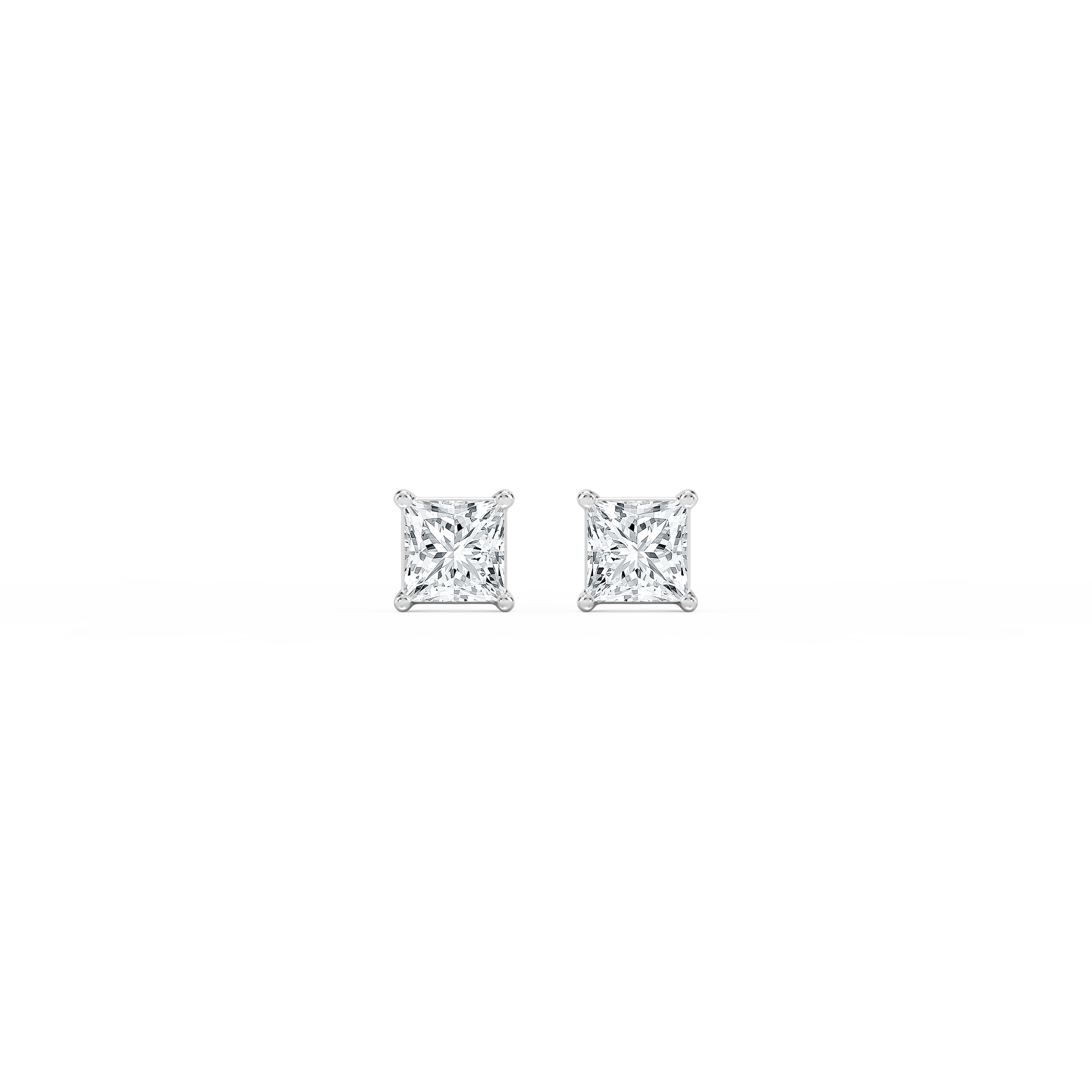 Lovea Classic Ohrstecker Steckverschluss – Prinzessschliff – Weißgold