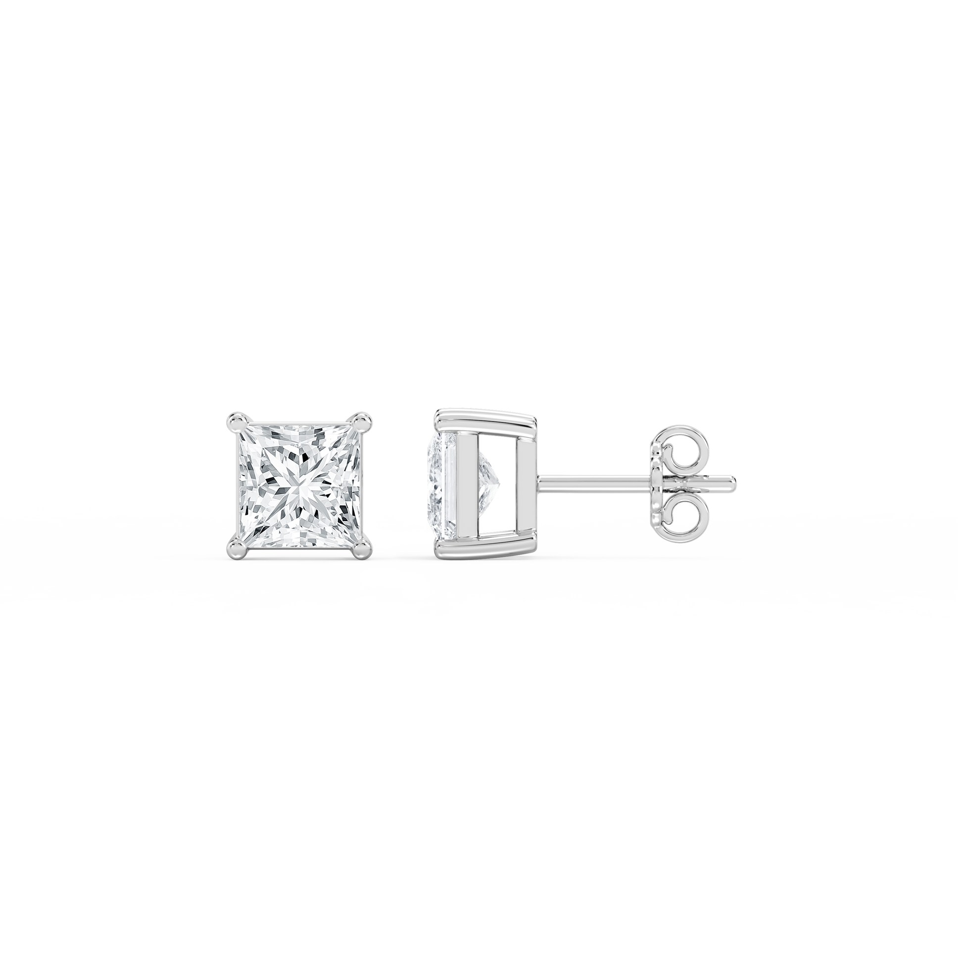 Lovea Classic Ohrstecker Steckverschluss – Prinzessschliff – Weißgold