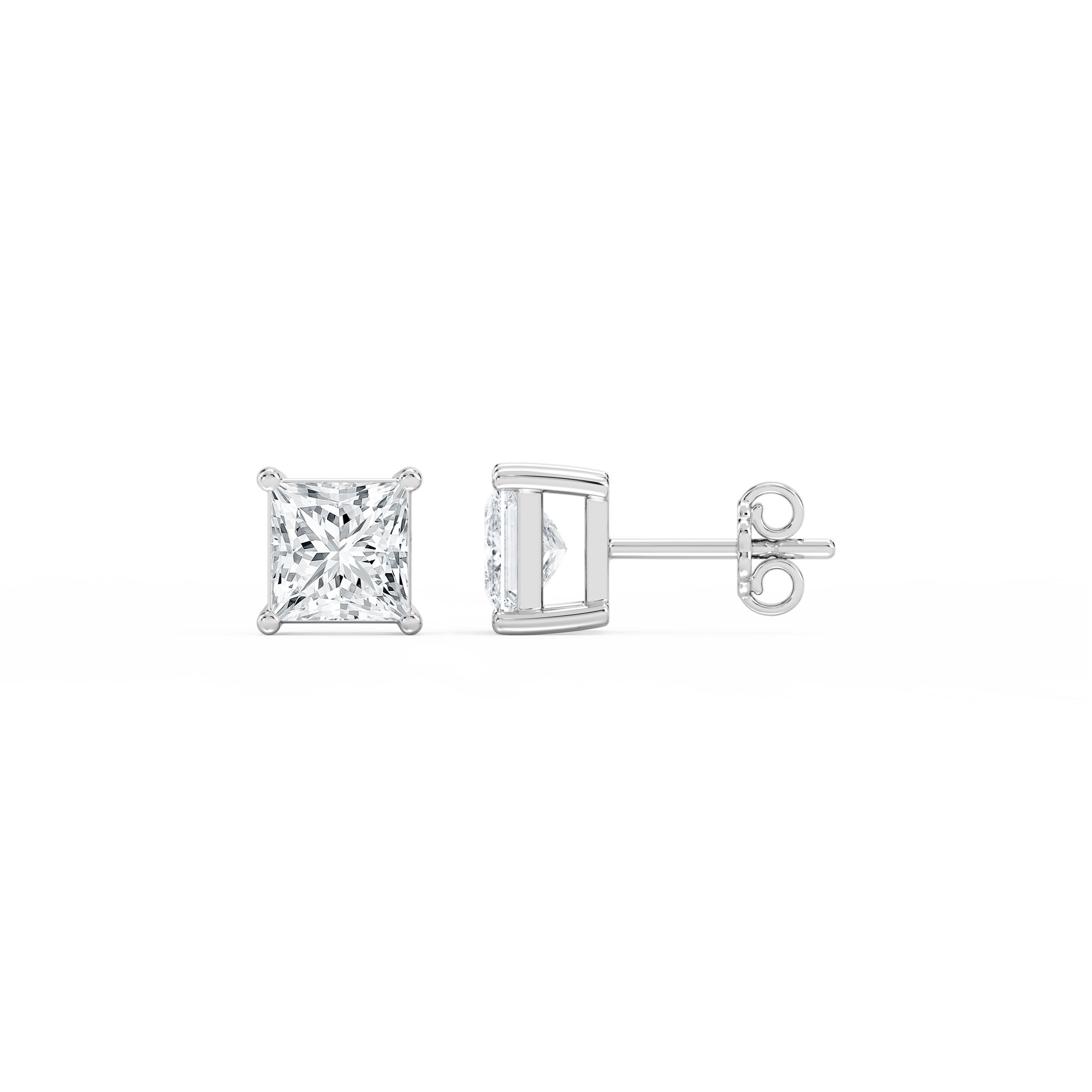 Lovea Classic Ohrstecker Steckverschluss – Prinzessschliff – Weißgold