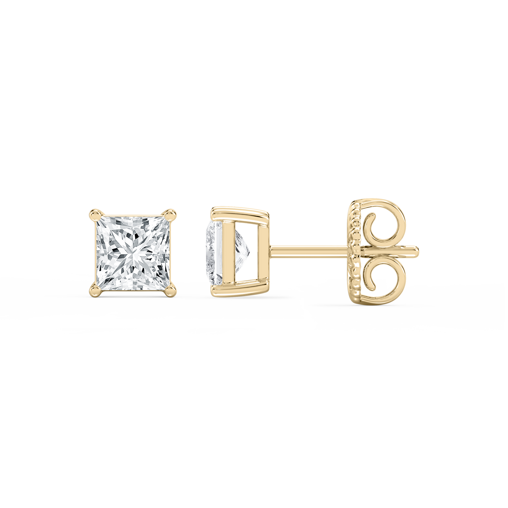 Lovea Classic Ohrstecker Steckverschluss – Prinzessschliff – Gelbgold