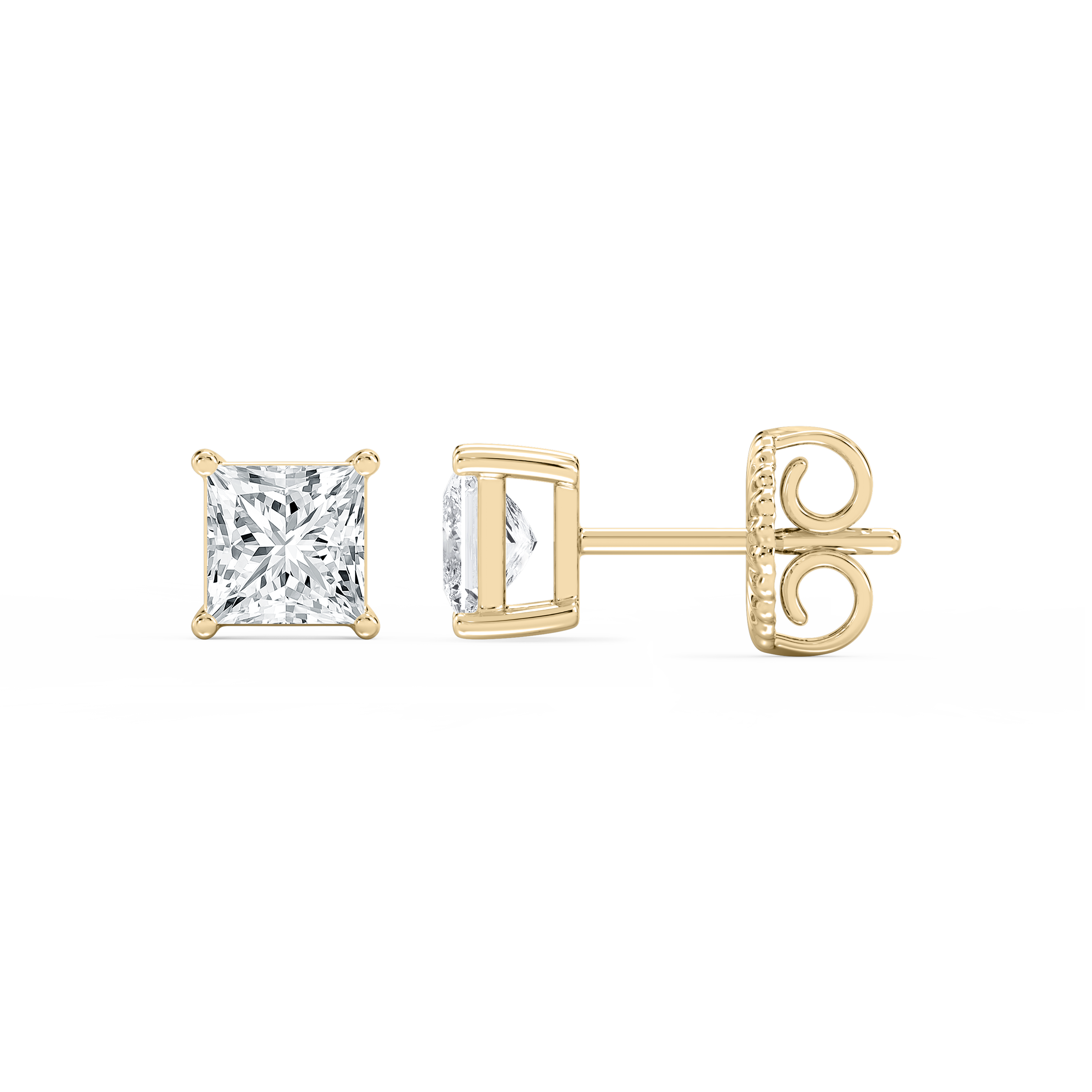 Lovea Classic Ohrstecker Steckverschluss – Prinzessschliff – Gelbgold