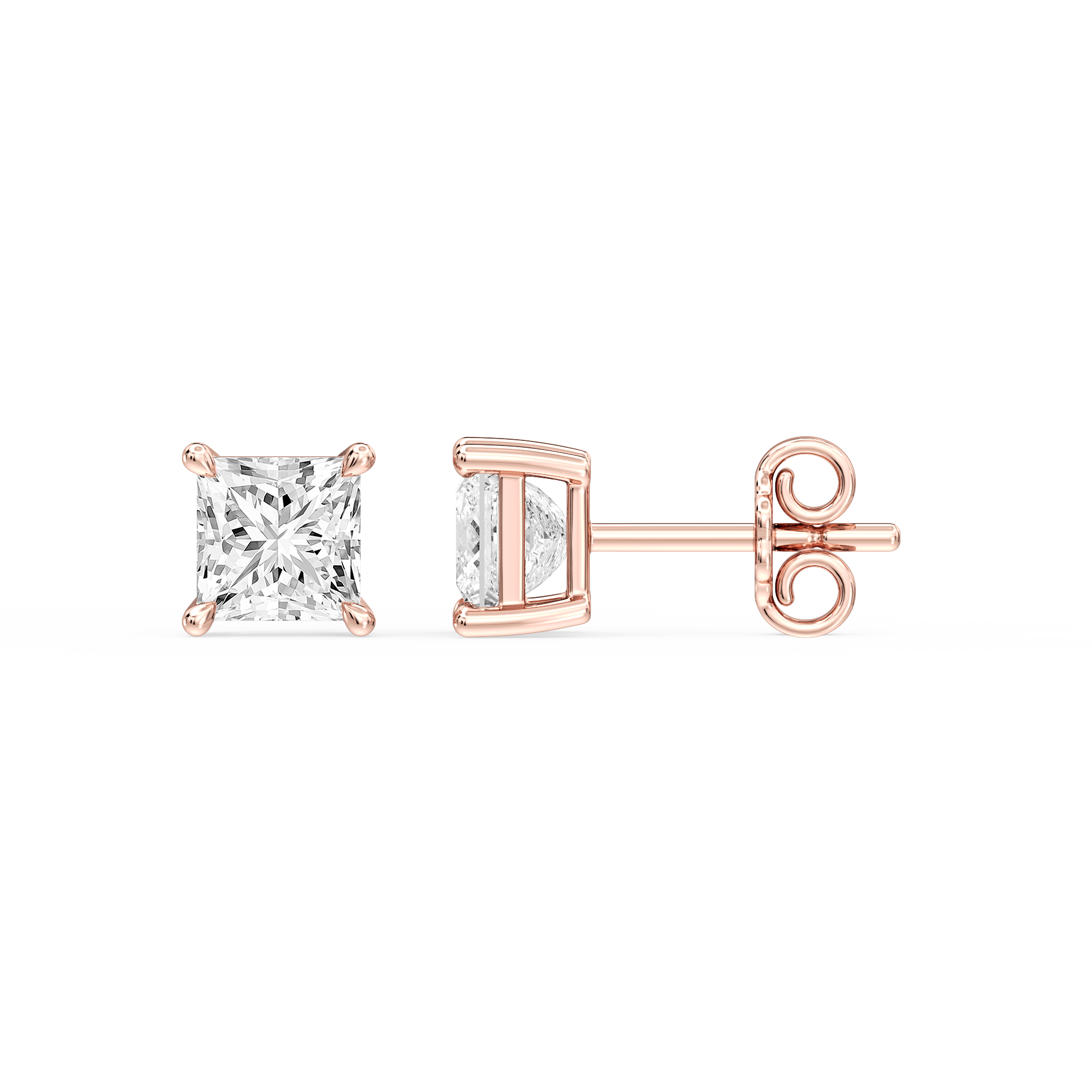 Lovea Claw Ohrstecker Steckverschluss – Prinzessschliff – Roségold