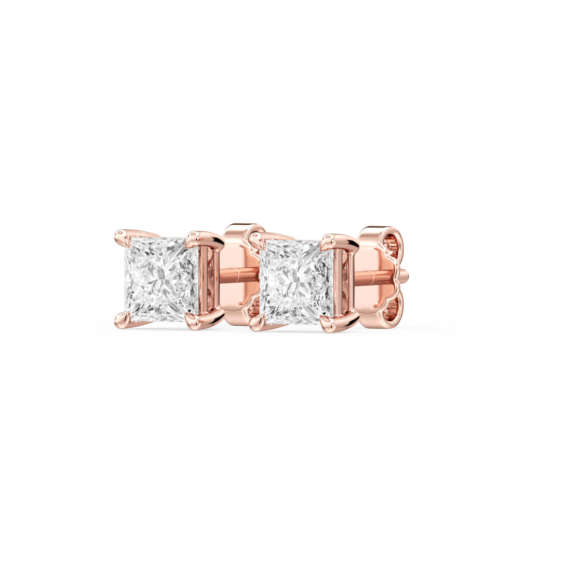 Lovea Claw Ohrstecker Steckverschluss – Prinzessschliff – Roségold