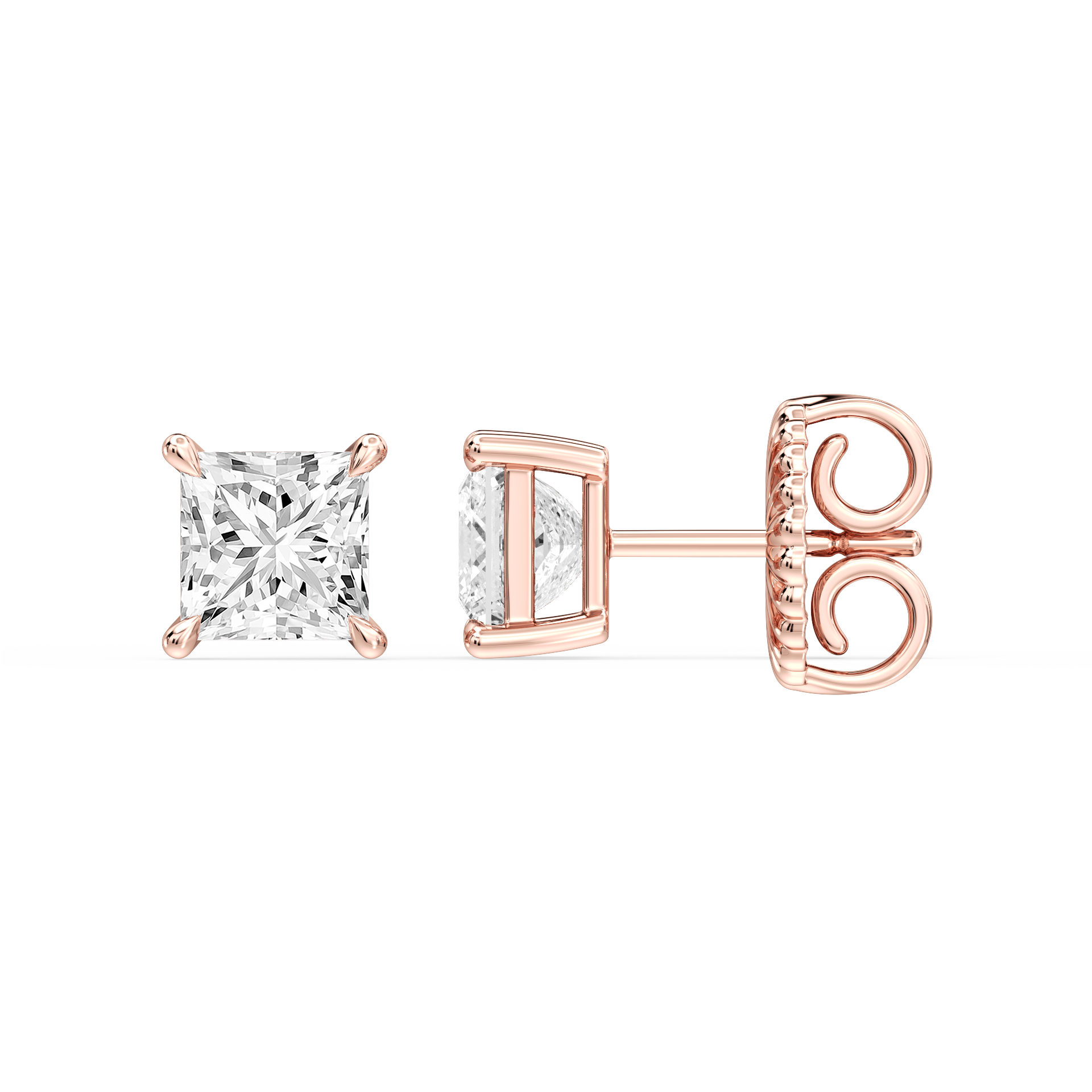 Lovea Claw Ohrstecker Steckverschluss – Prinzessschliff – Roségold