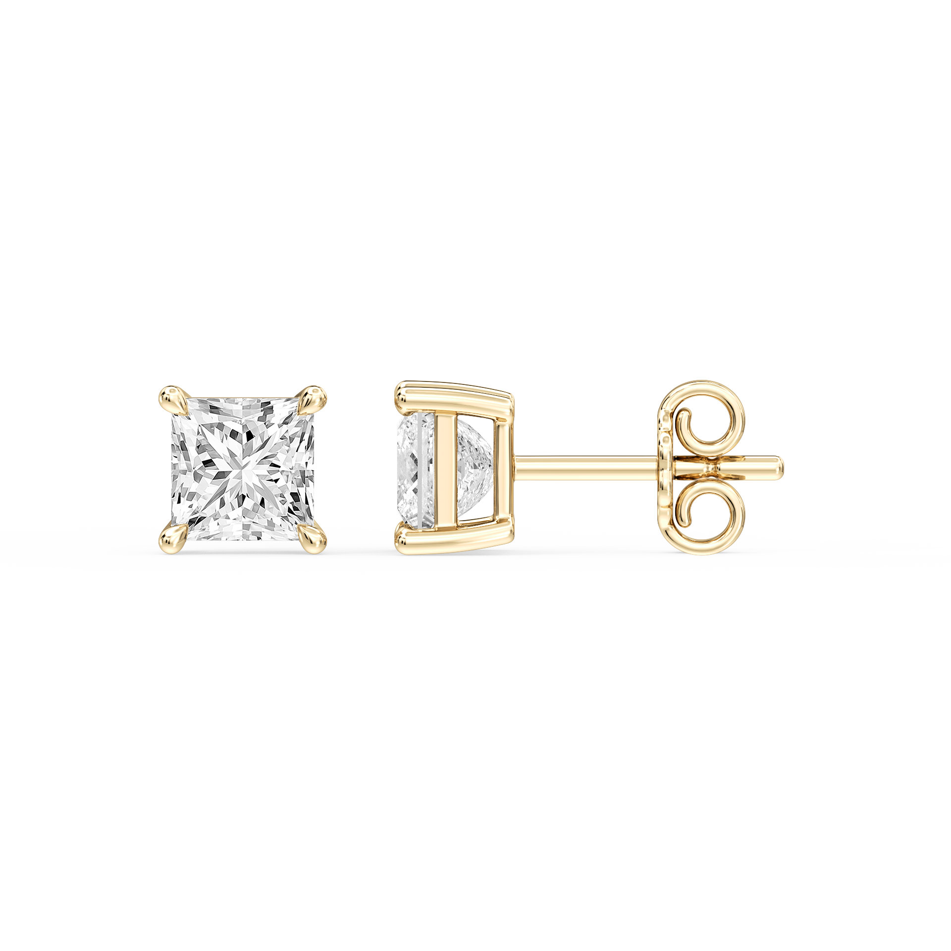 Lovea Claw Ohrstecker Steckverschluss – Prinzessschliff – Gelbgold