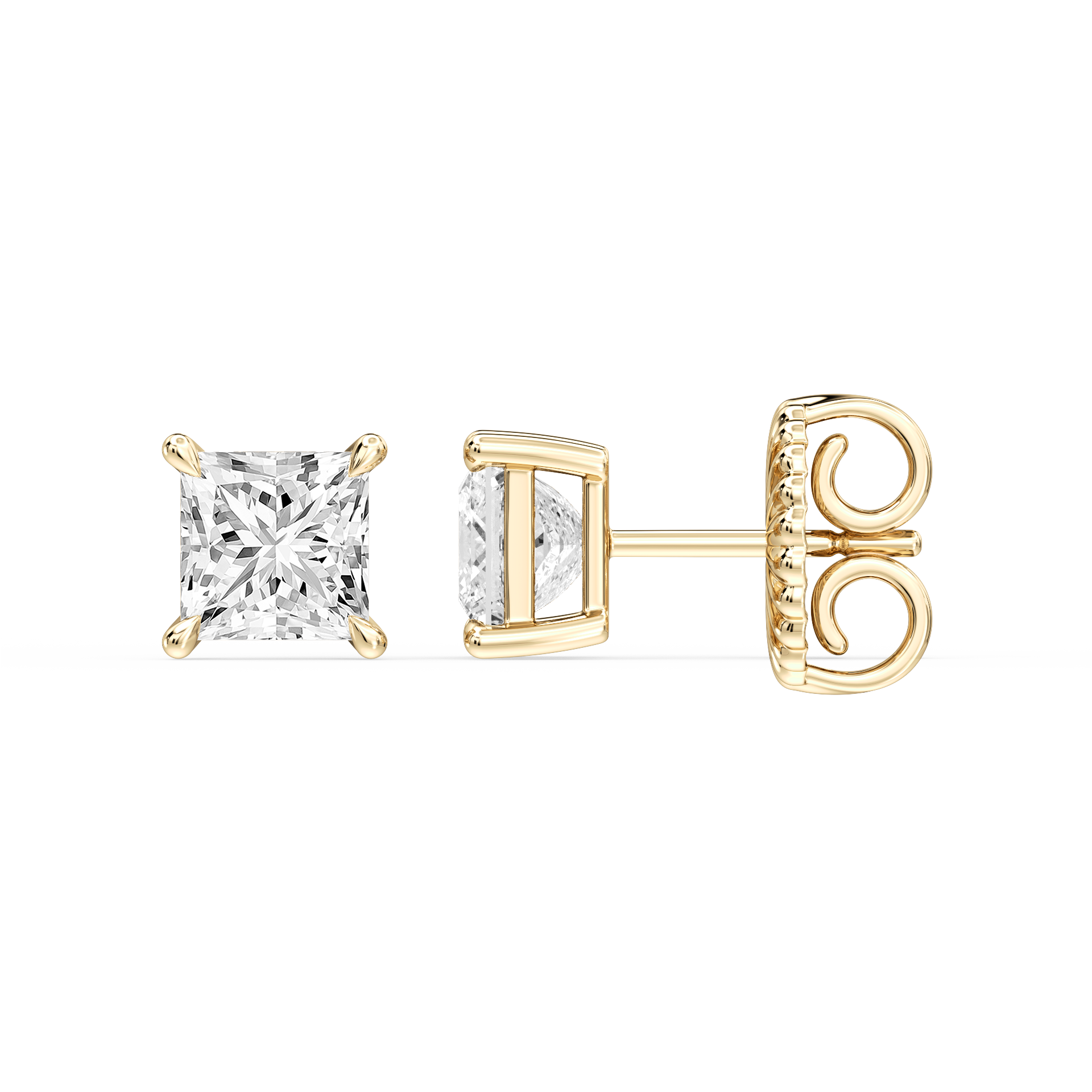 Lovea Claw Ohrstecker Steckverschluss – Prinzessschliff – Gelbgold