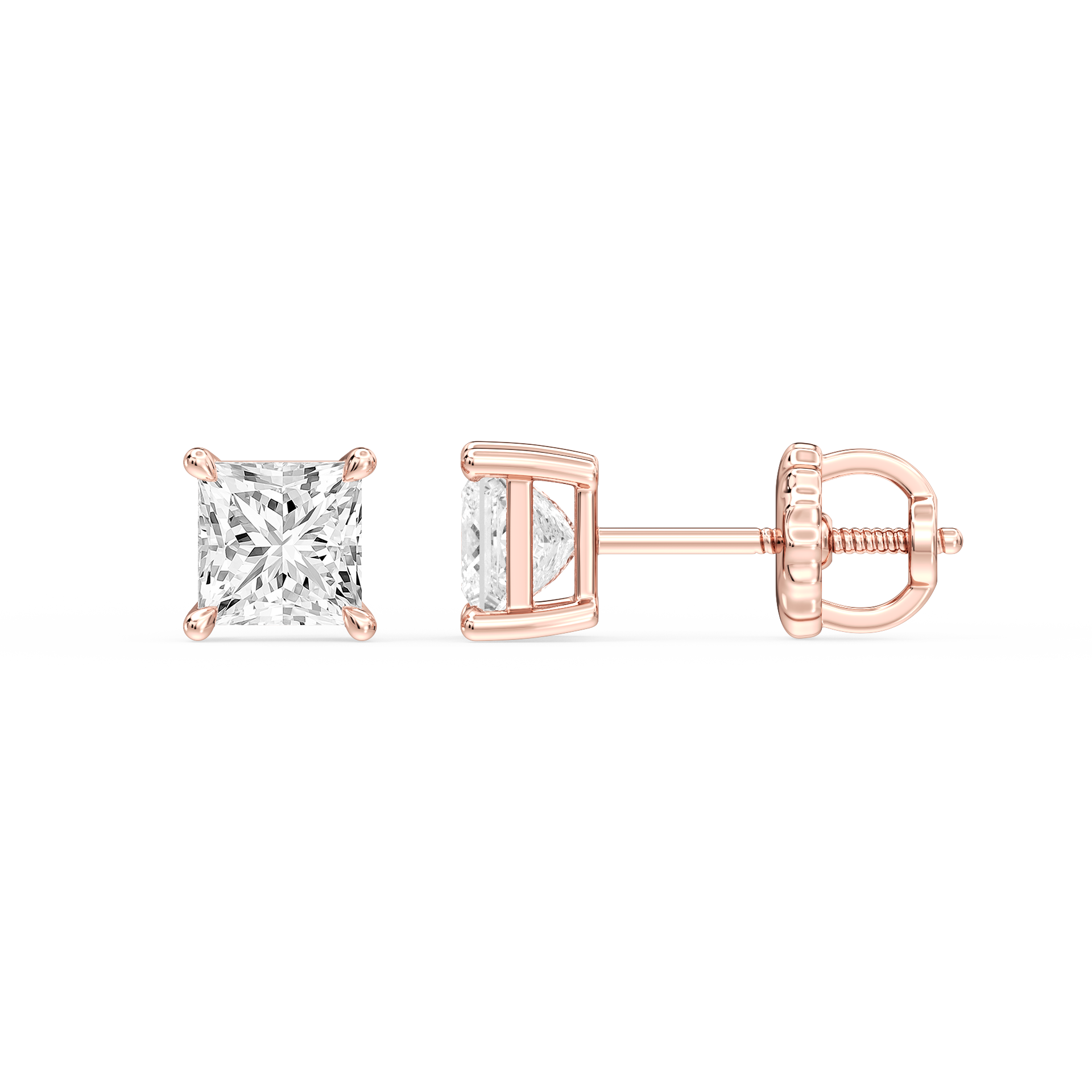 Lovea Claw Ohrstecker Schraubverschluss – Prinzessschliff – Roségold