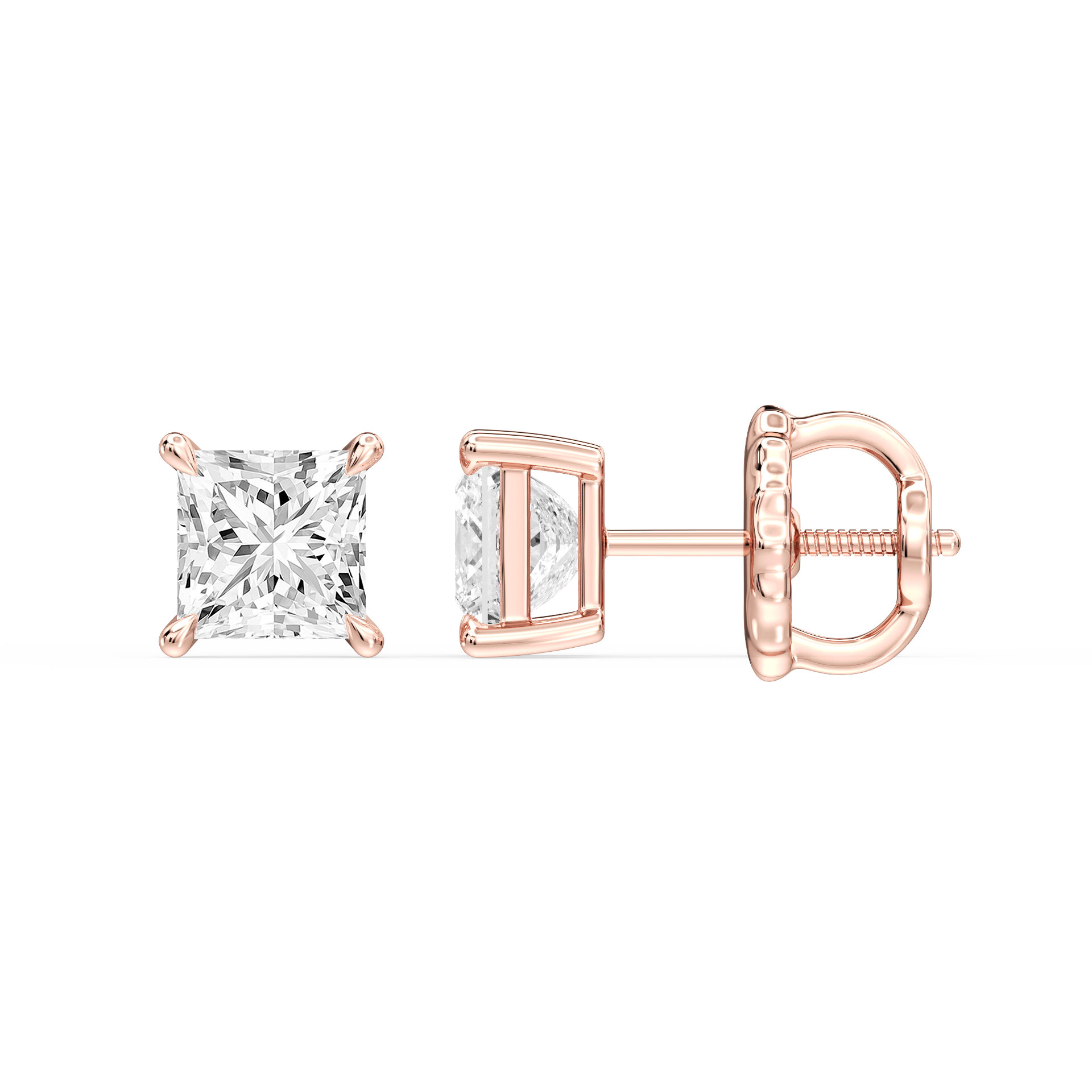 Lovea Claw Ohrstecker Schraubverschluss – Prinzessschliff – Roségold