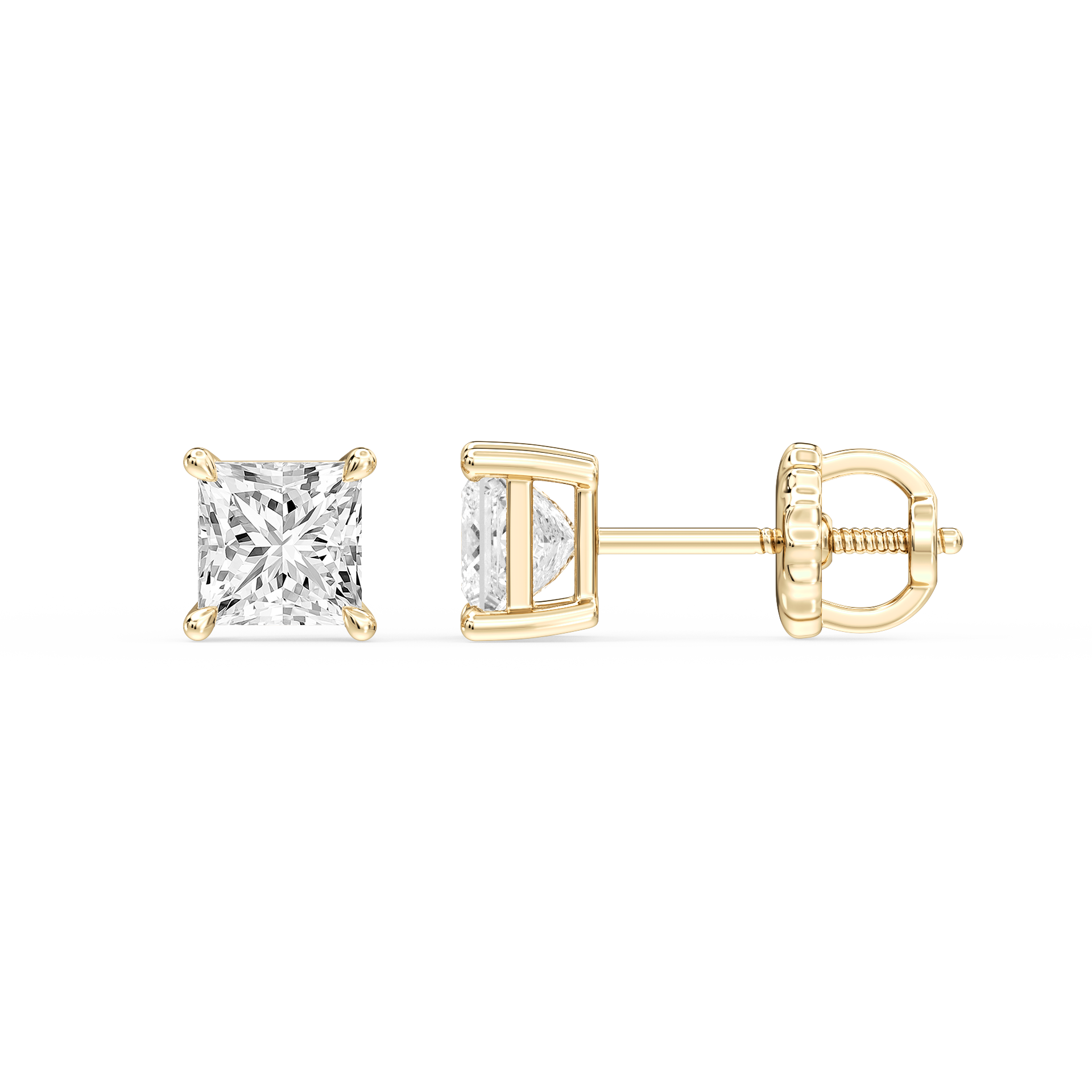 Lovea Claw Ohrstecker Schraubverschluss – Prinzessschliff – Gelbgold