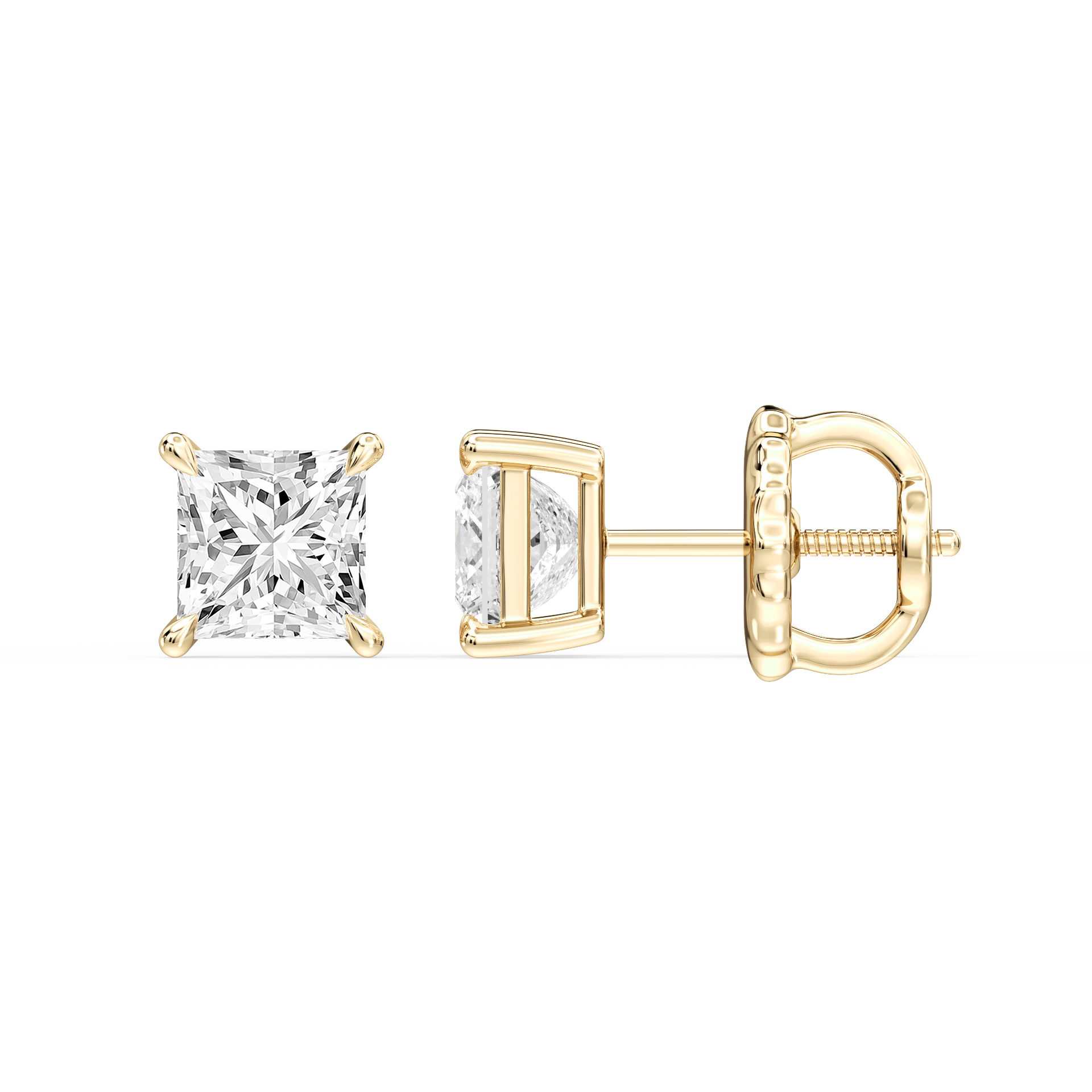 Lovea Claw Ohrstecker Schraubverschluss – Prinzessschliff – Gelbgold