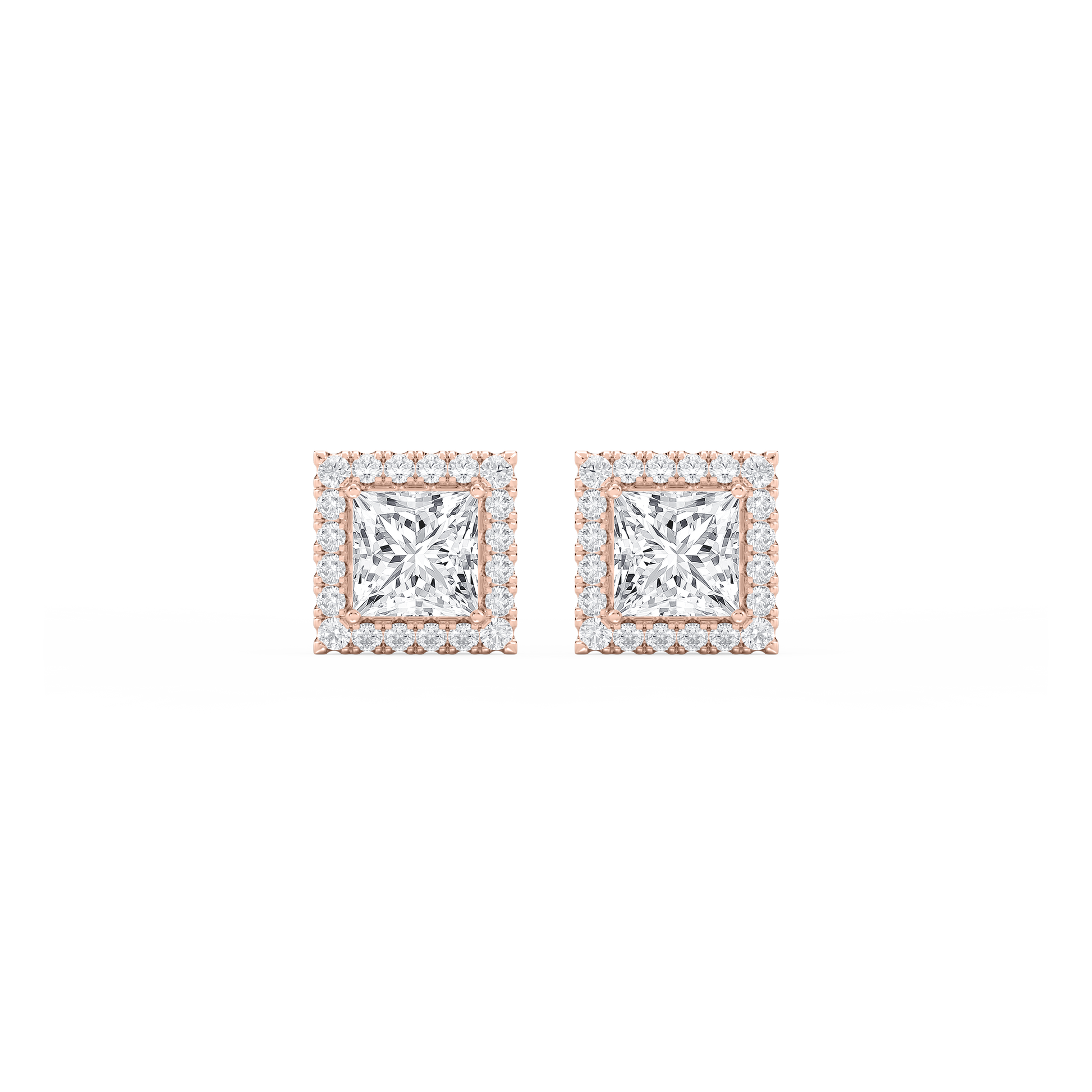 Lovea Halo Ohrstecker – Prinzessschliff – Roségold