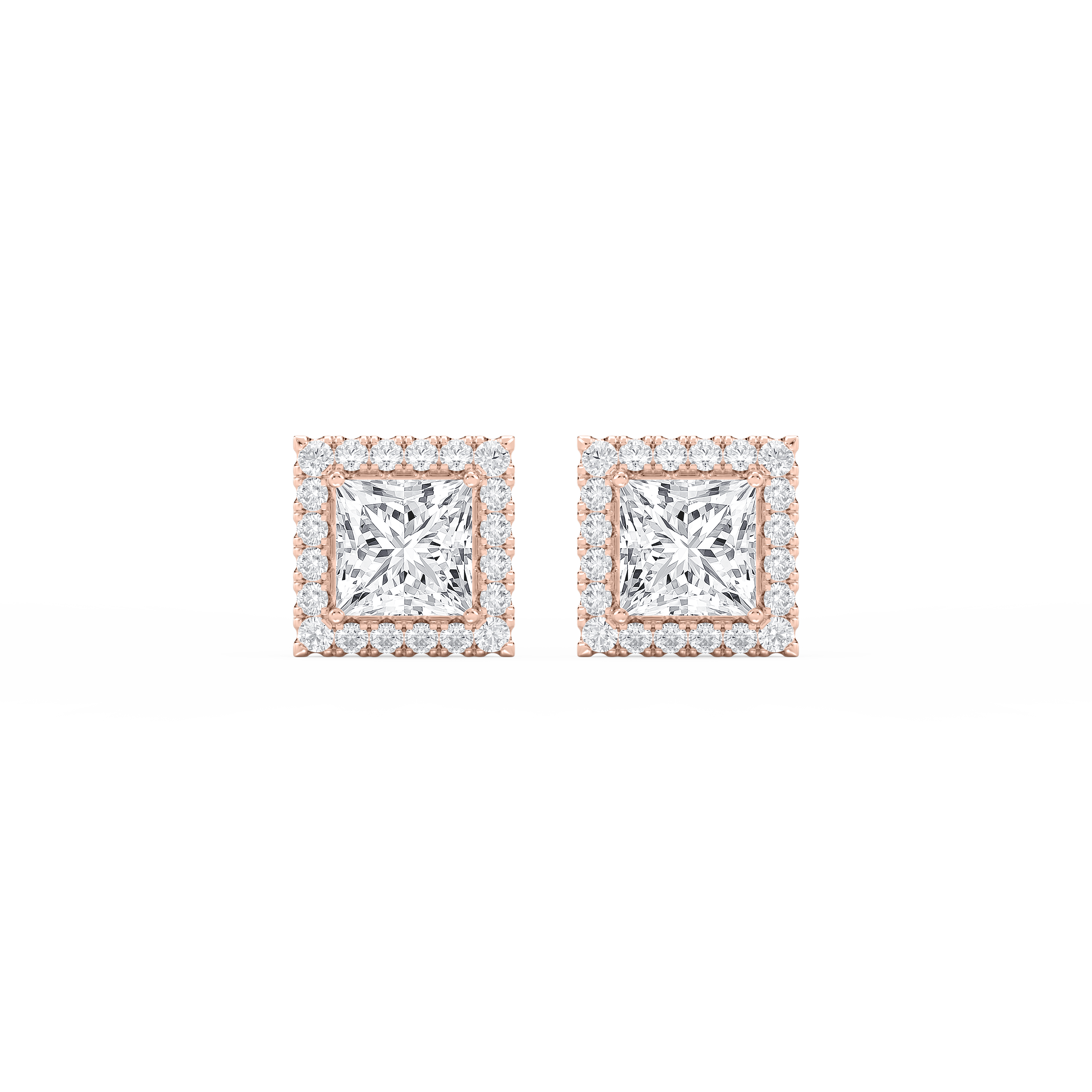 Lovea Halo Ohrstecker – Prinzessschliff – Roségold