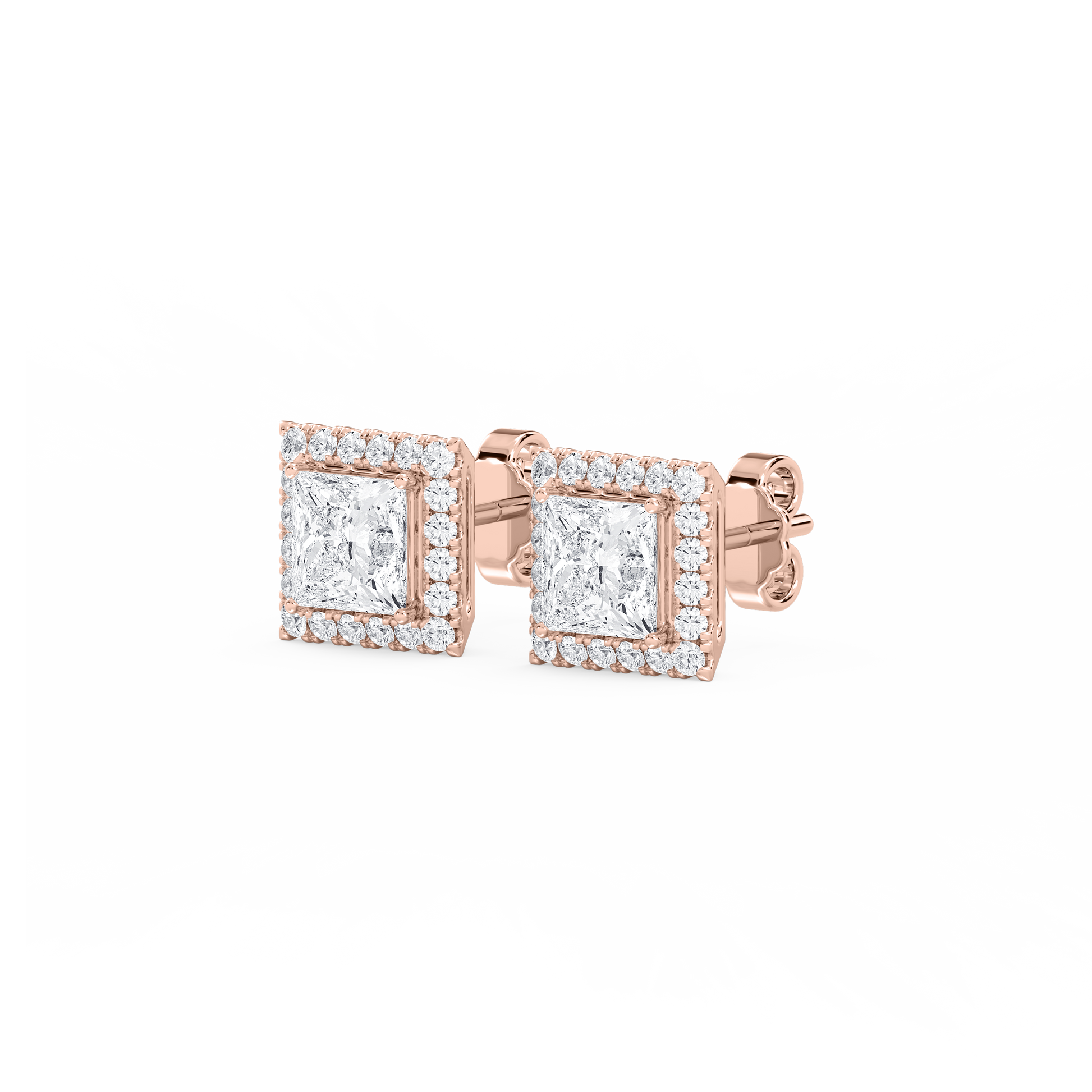 Lovea Halo Ohrstecker – Prinzessschliff – Roségold