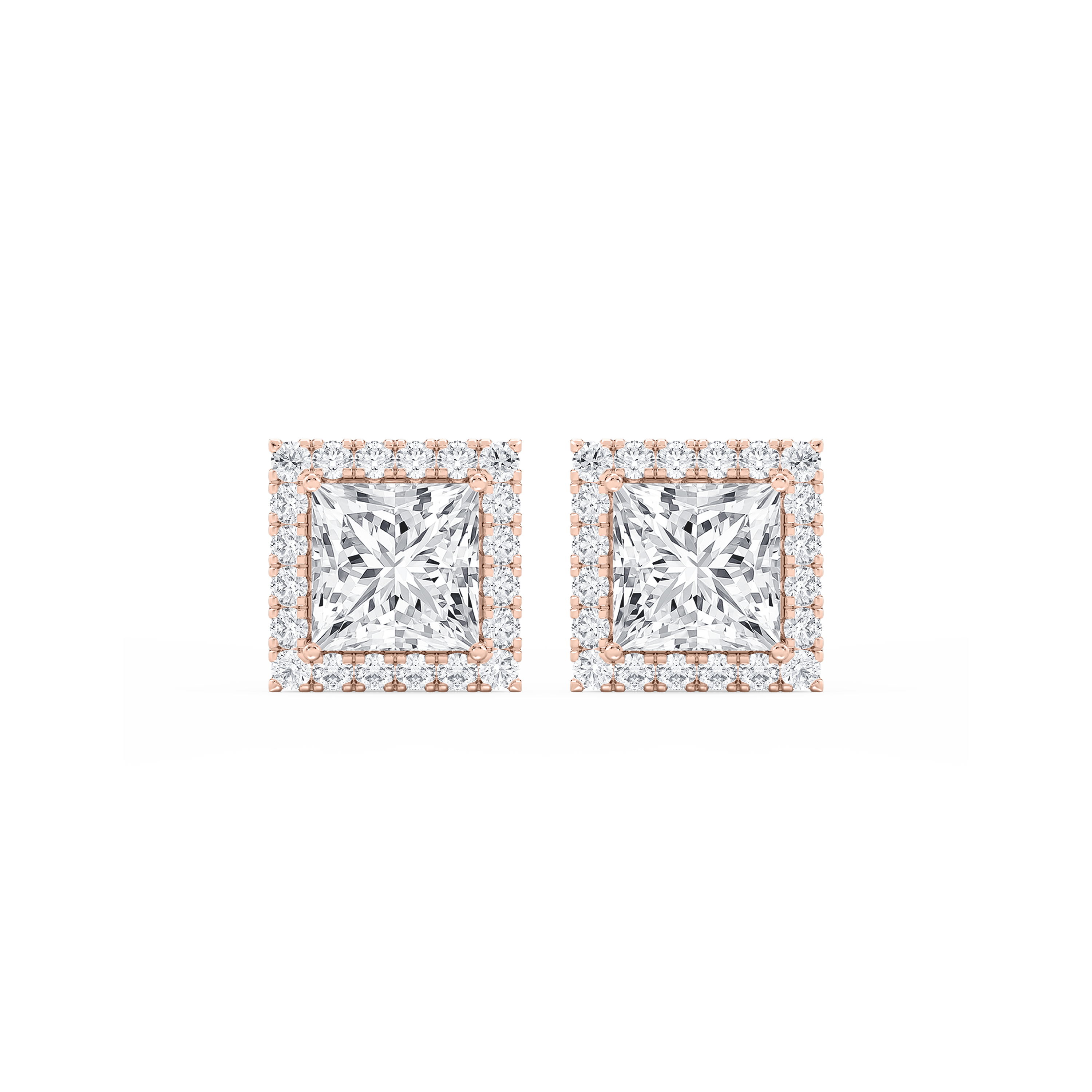 Lovea Halo Ohrstecker – Prinzessschliff – Roségold