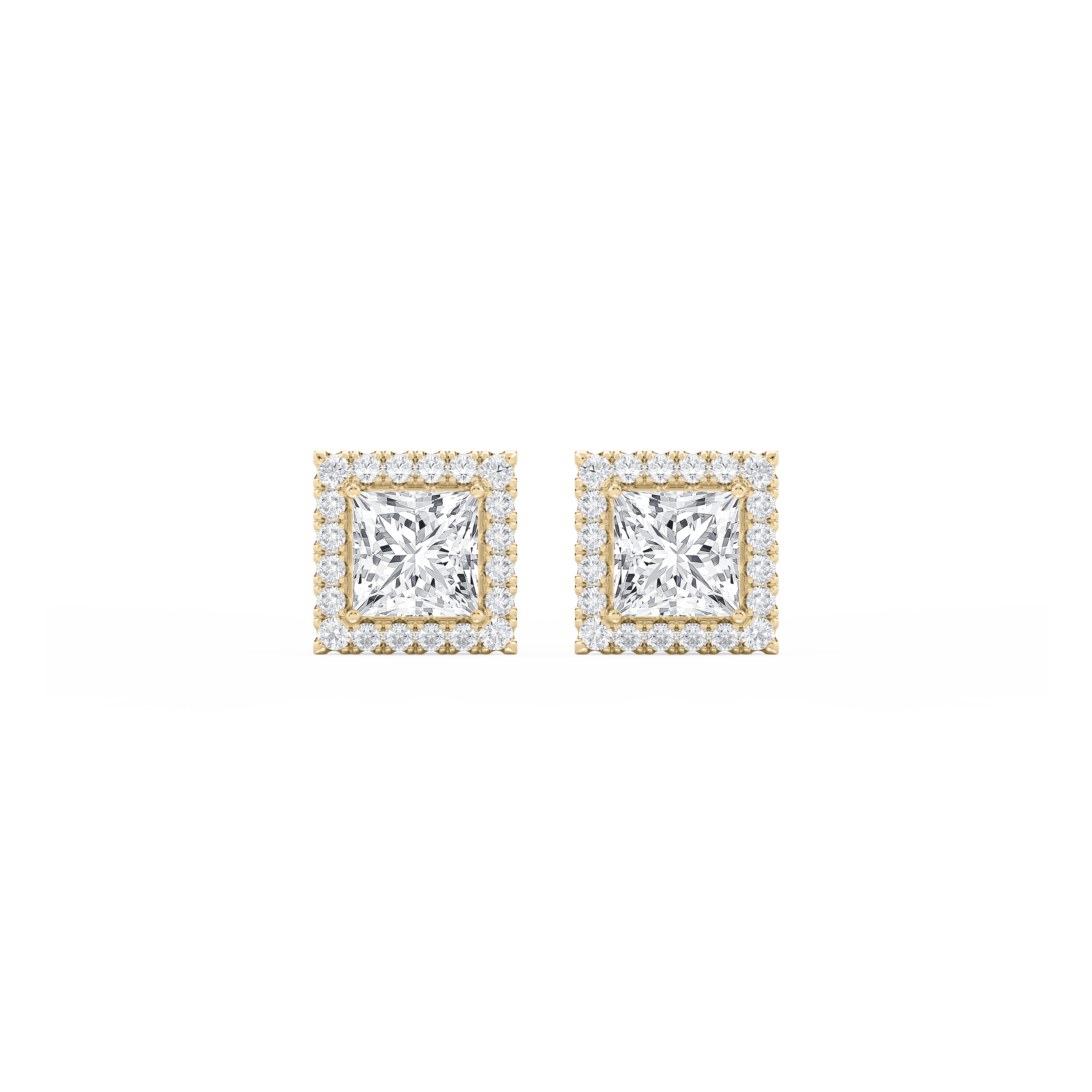 Lovea Halo Ohrstecker – Prinzessschliff – Gelbgold