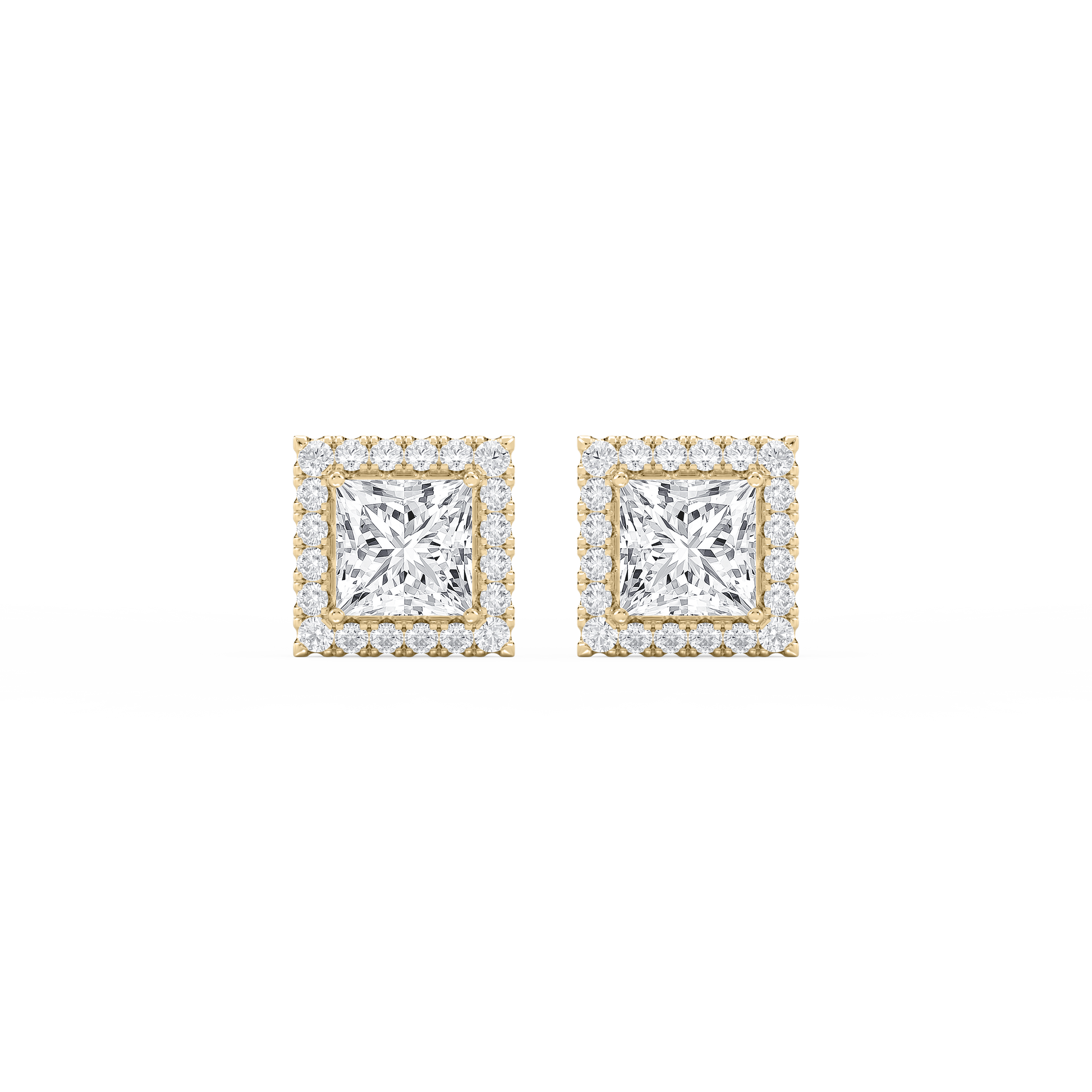Lovea Halo Ohrstecker – Prinzessschliff – Gelbgold