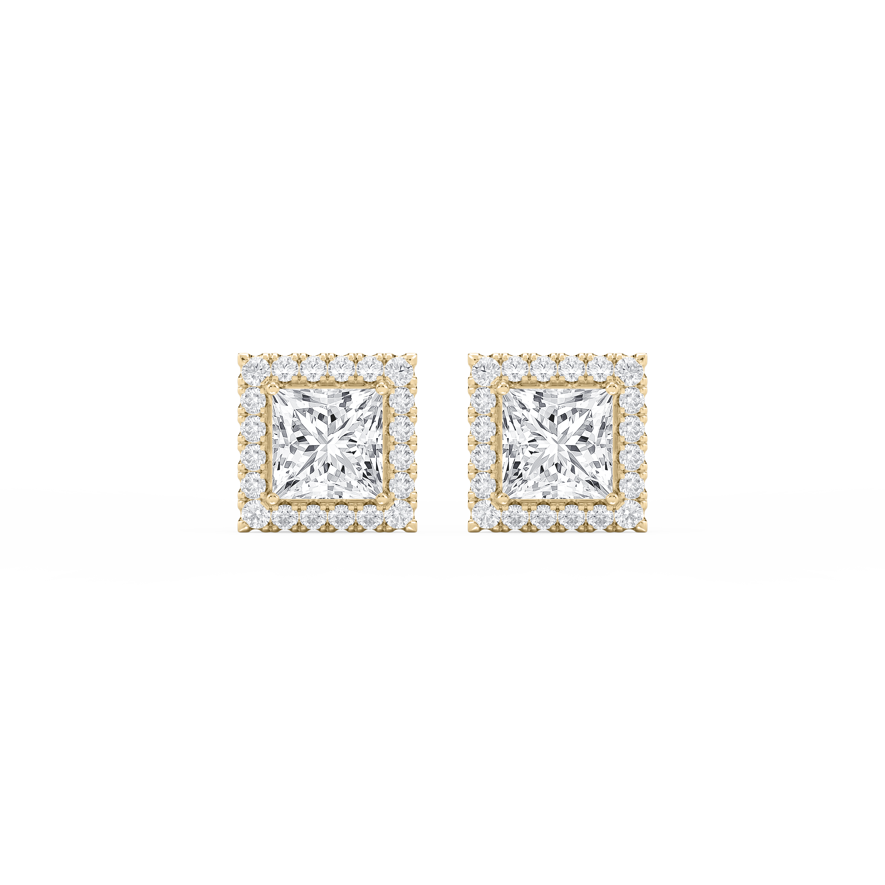 Lovea Halo Ohrstecker – Prinzessschliff – Gelbgold
