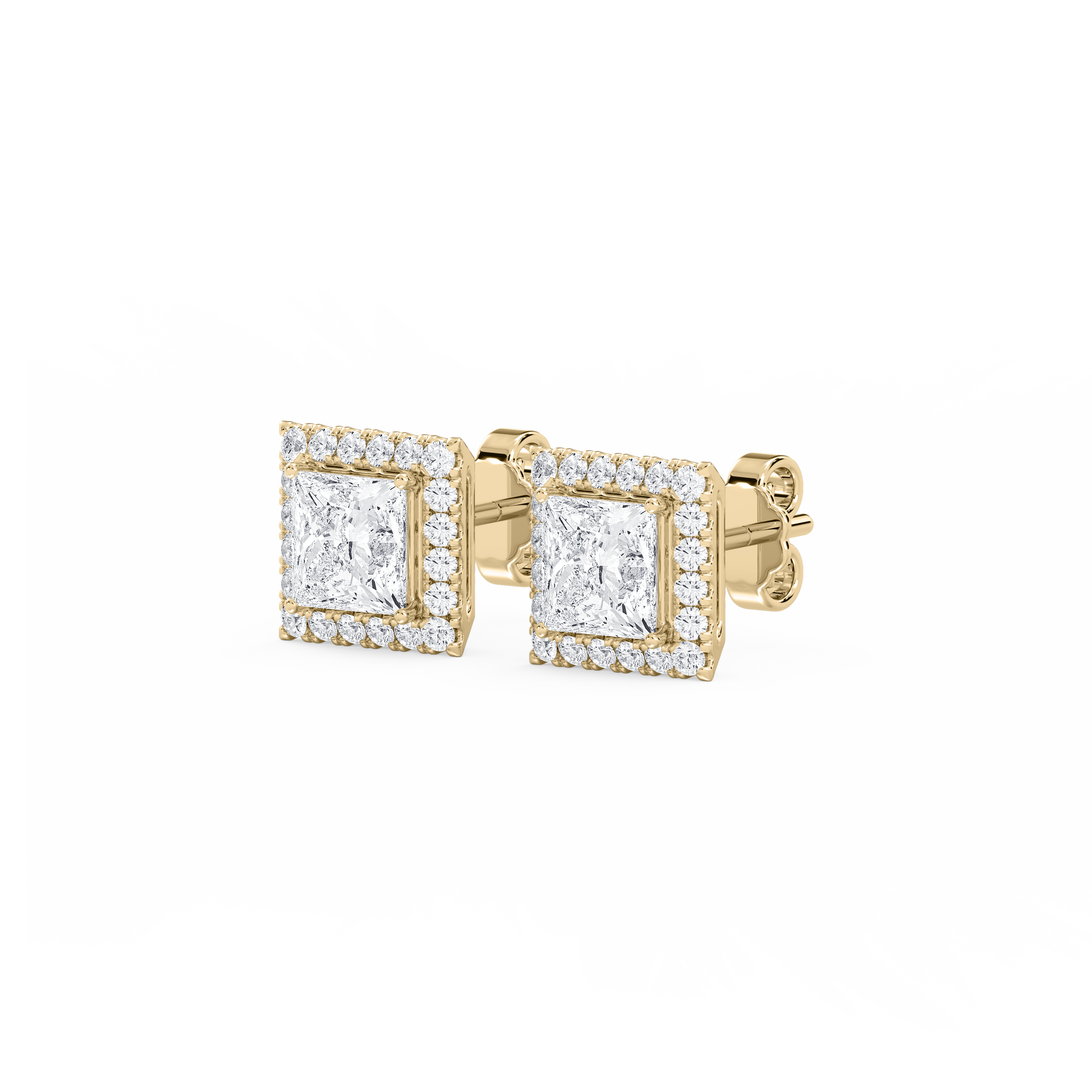 Lovea Halo Ohrstecker – Prinzessschliff – Gelbgold