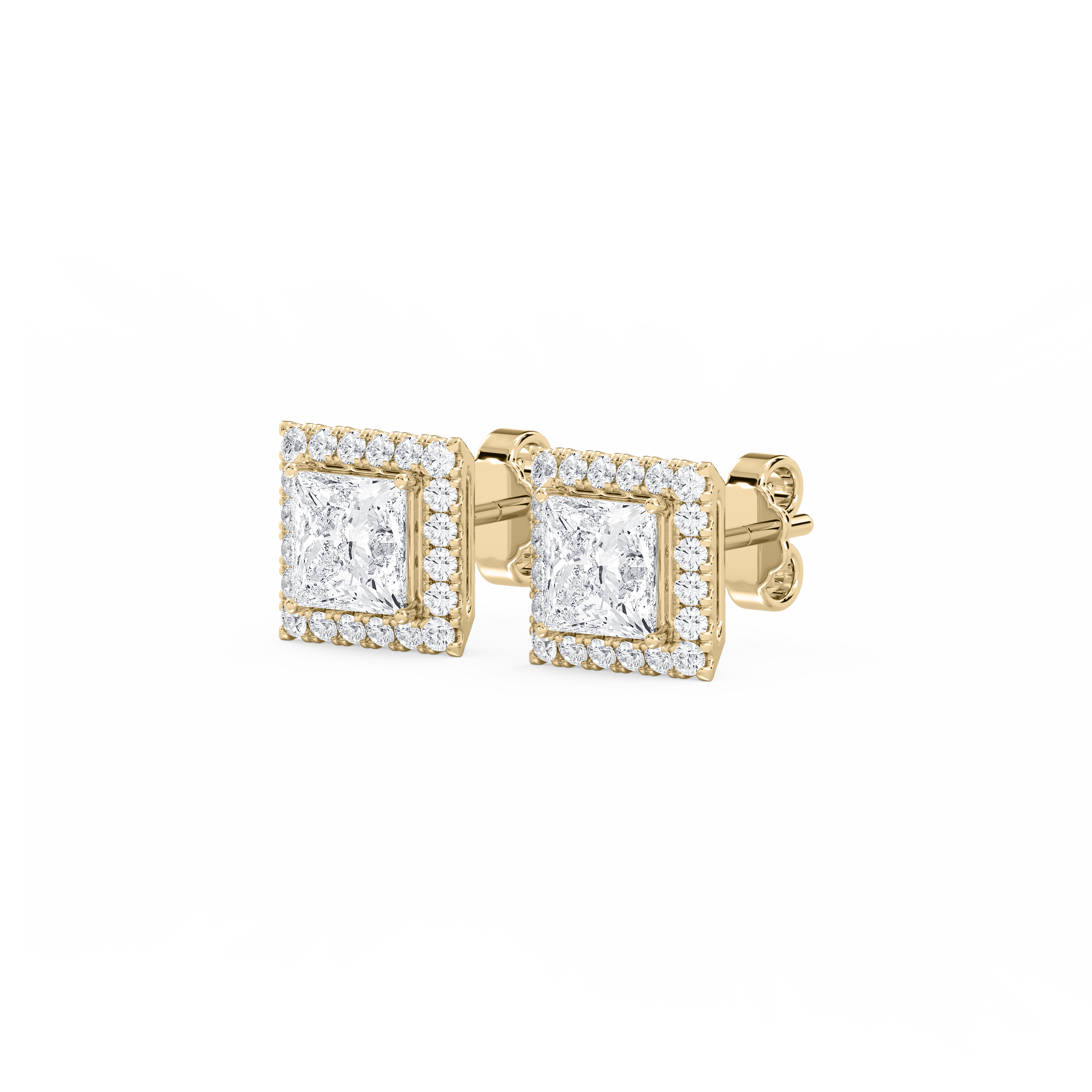 Lovea Halo Ohrstecker – Prinzessschliff – Gelbgold