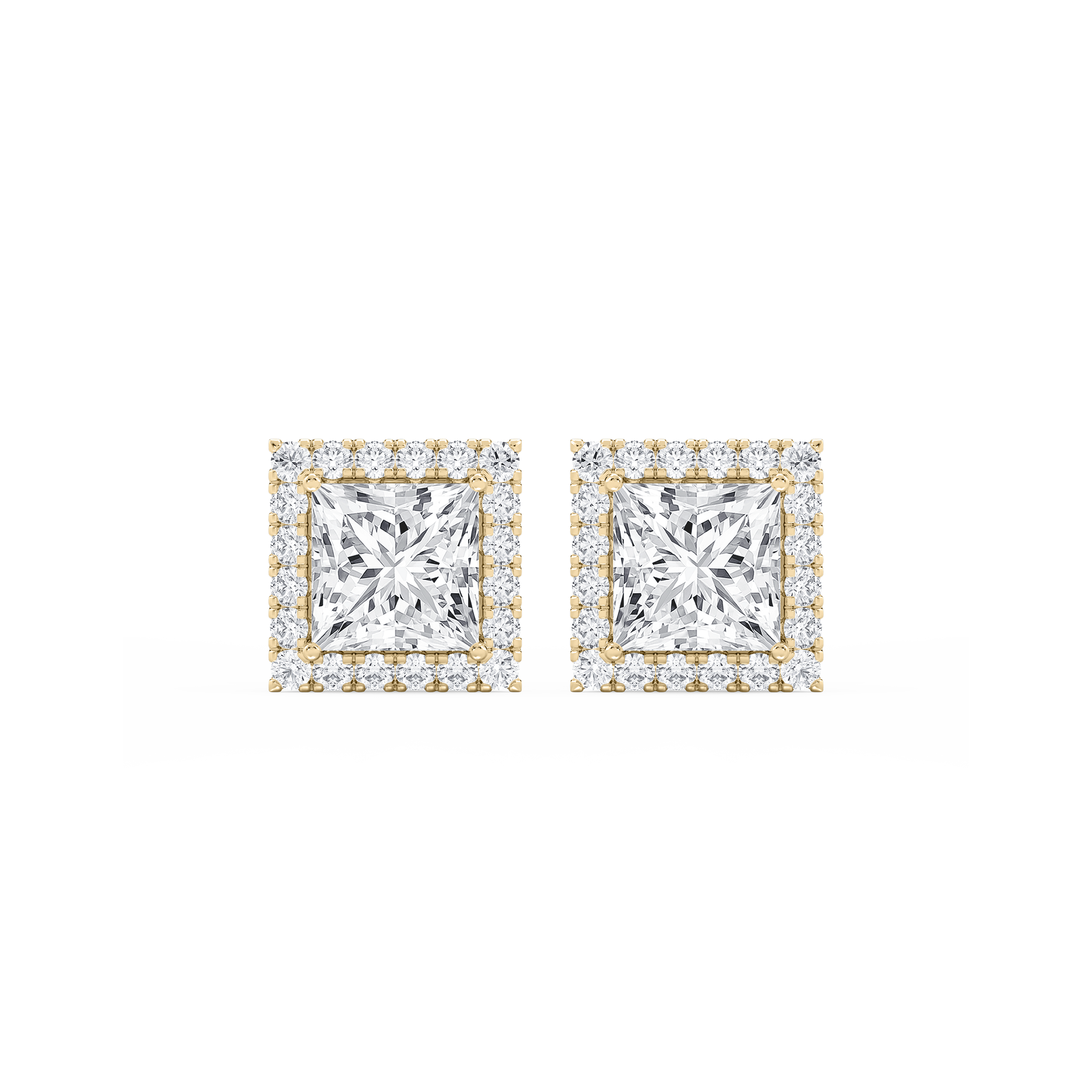 Lovea Halo Ohrstecker – Prinzessschliff – Gelbgold