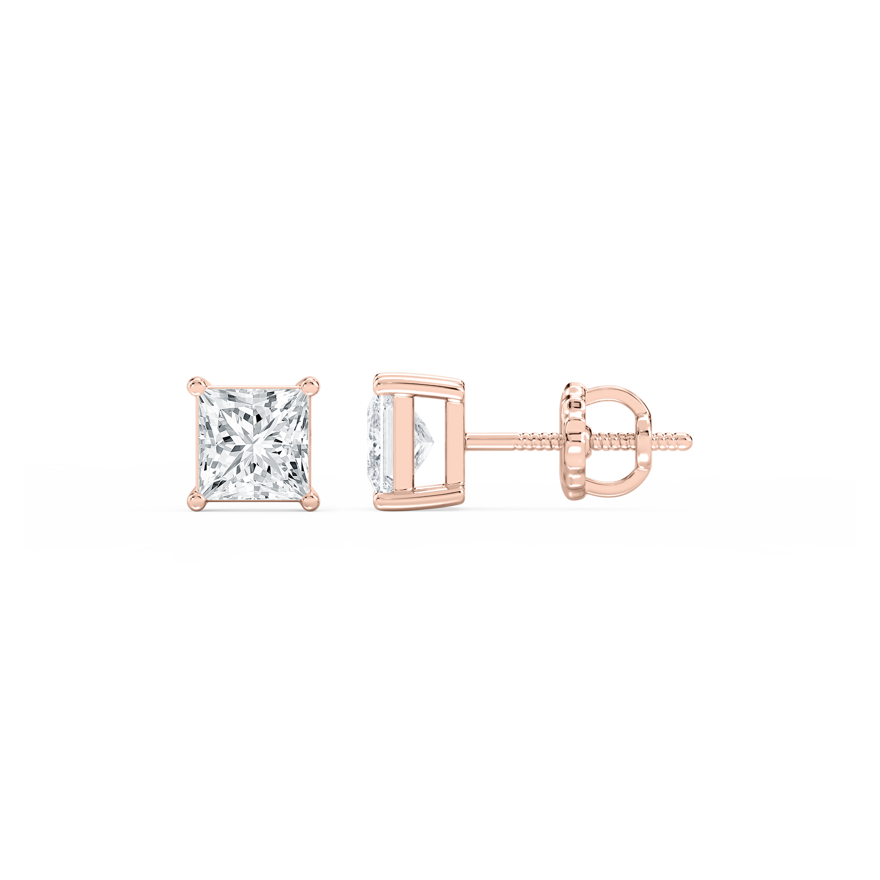Lovea Classic Ohrstecker Schraubverschluss – Prinzessschliff – Roségold