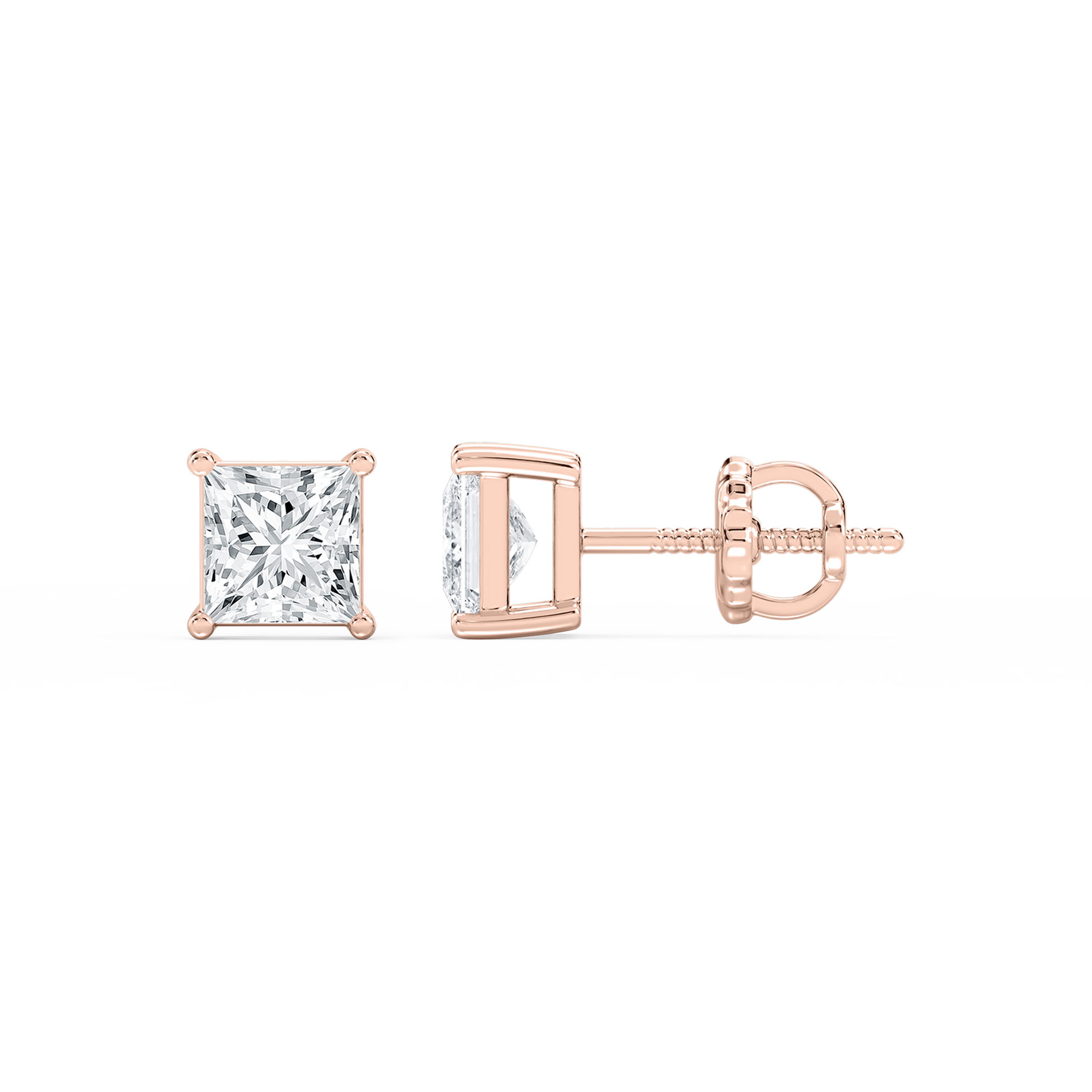 Lovea Classic Ohrstecker Schraubverschluss – Prinzessschliff – Roségold