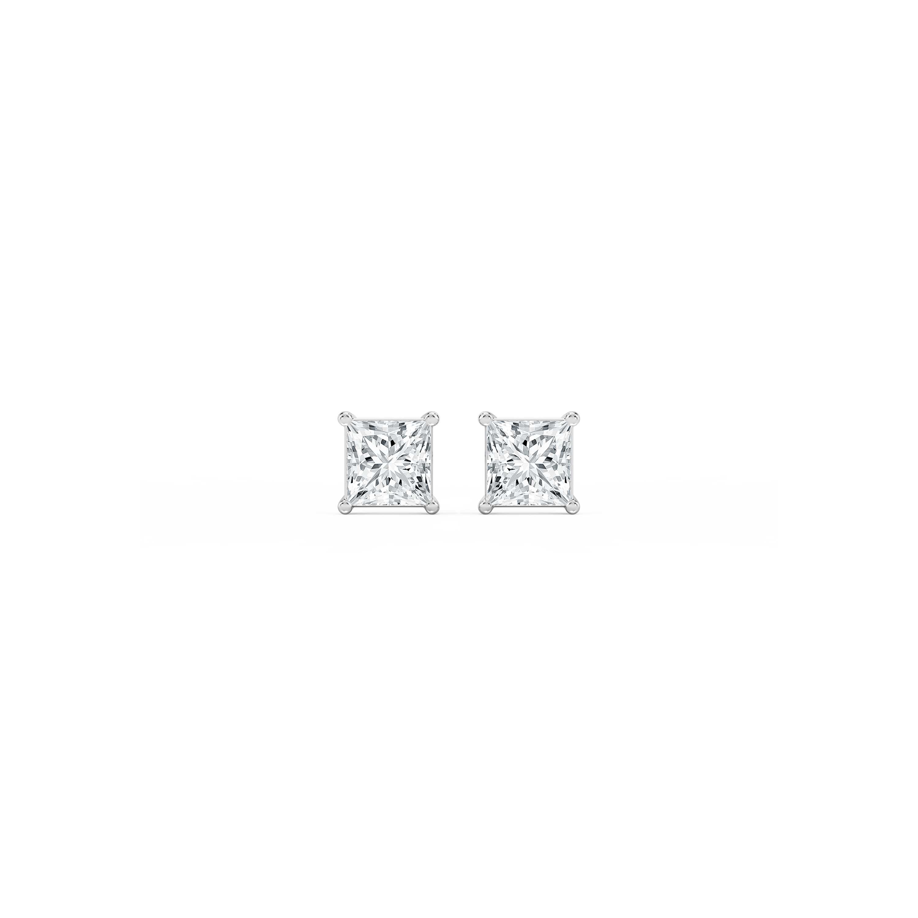 Lovea Classic Ohrstecker Schraubverschluss – Prinzessschliff – Weißgold