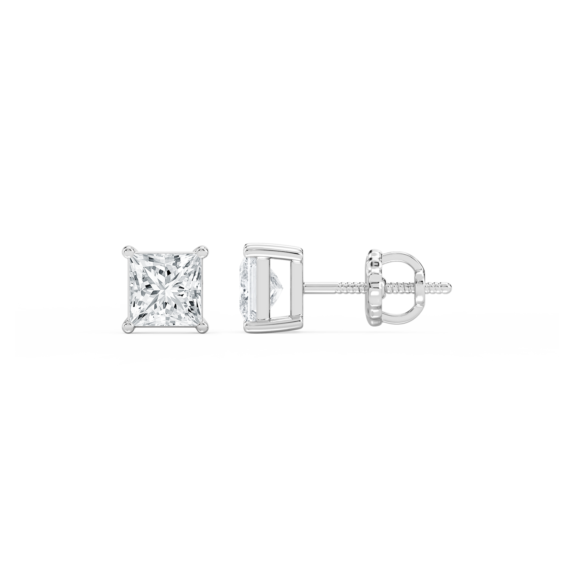 Lovea Classic Ohrstecker Schraubverschluss – Prinzessschliff – Weißgold