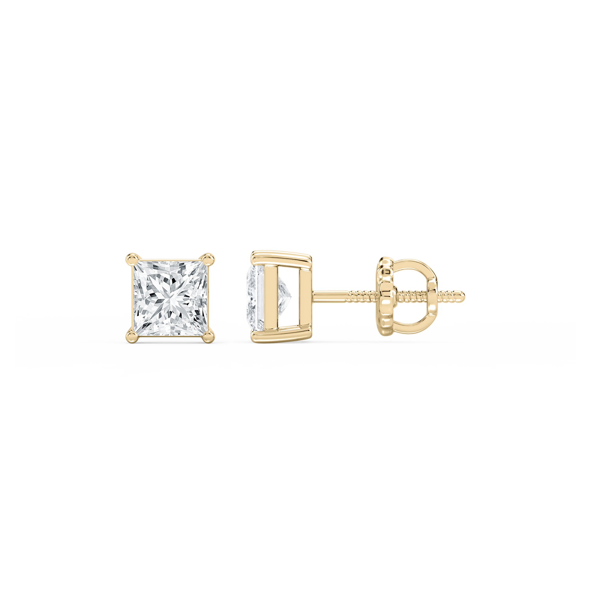 Lovea Classic Ohrstecker Schraubverschluss – Prinzessschliff – Gelbgold