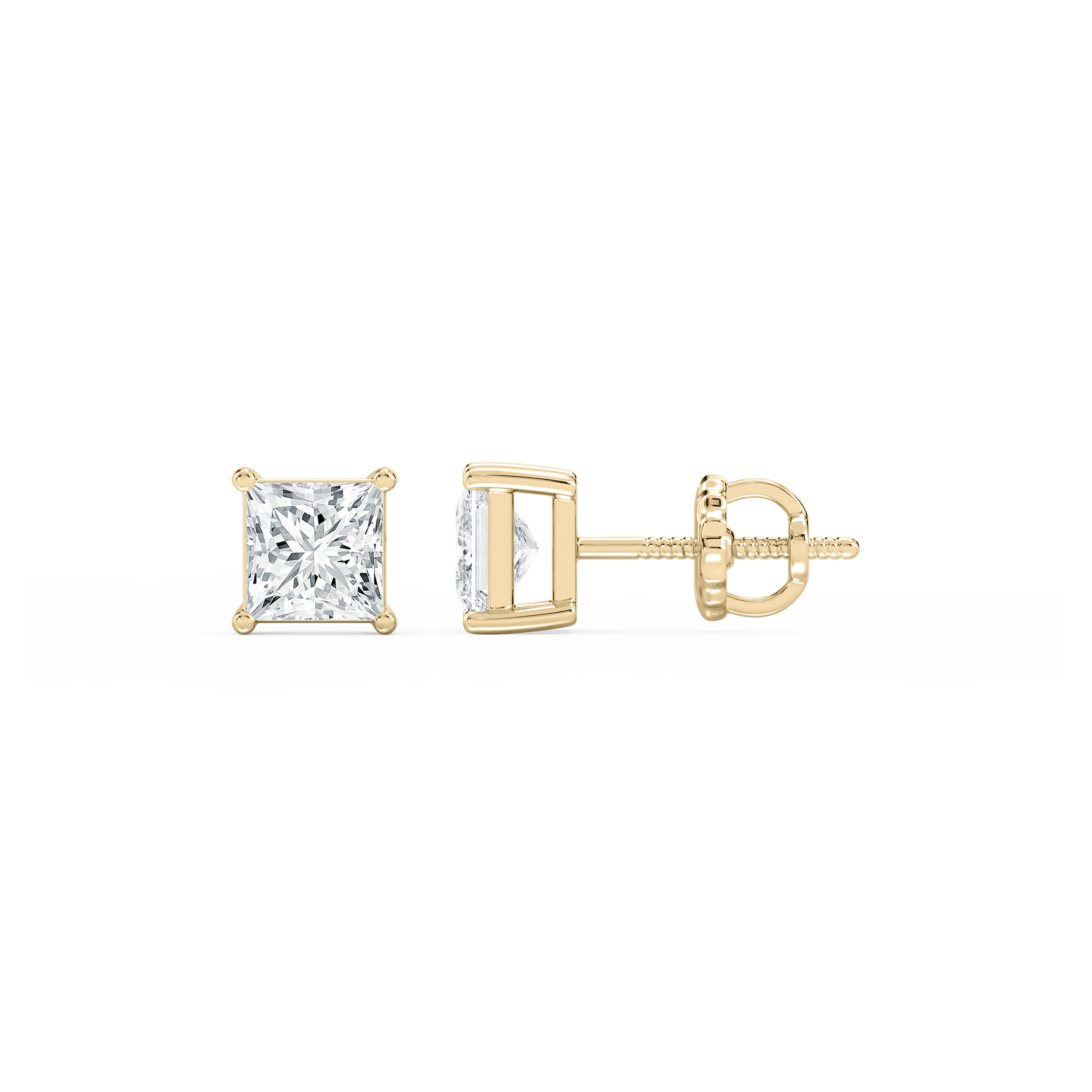 Lovea Classic Ohrstecker Schraubverschluss – Prinzessschliff – Gelbgold